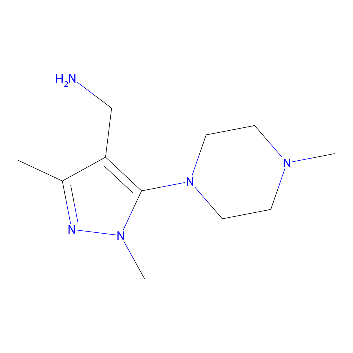 [1,3-dimethyl-5-(4-methylpiperazin-1-yl)-1H-pyrazol-4-yl]methanamine molecular structure, CAS 1152581-34-4