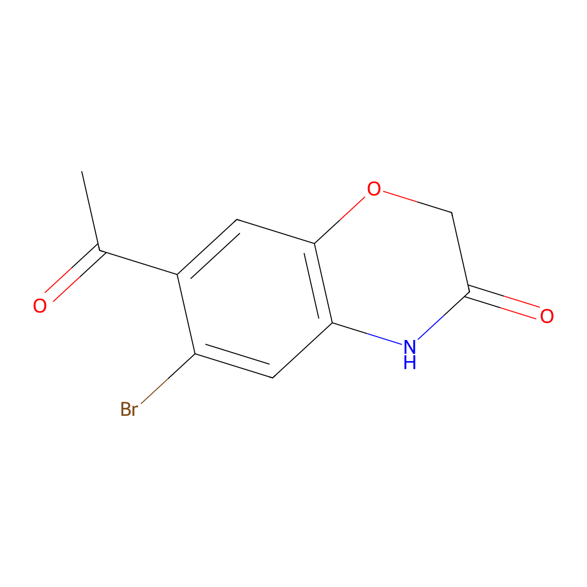 7-acetyl-6-bromo-3,4-dihydro-2H-1,4-benzoxazin-3-one molecular structure, CAS 1152582-08-5
