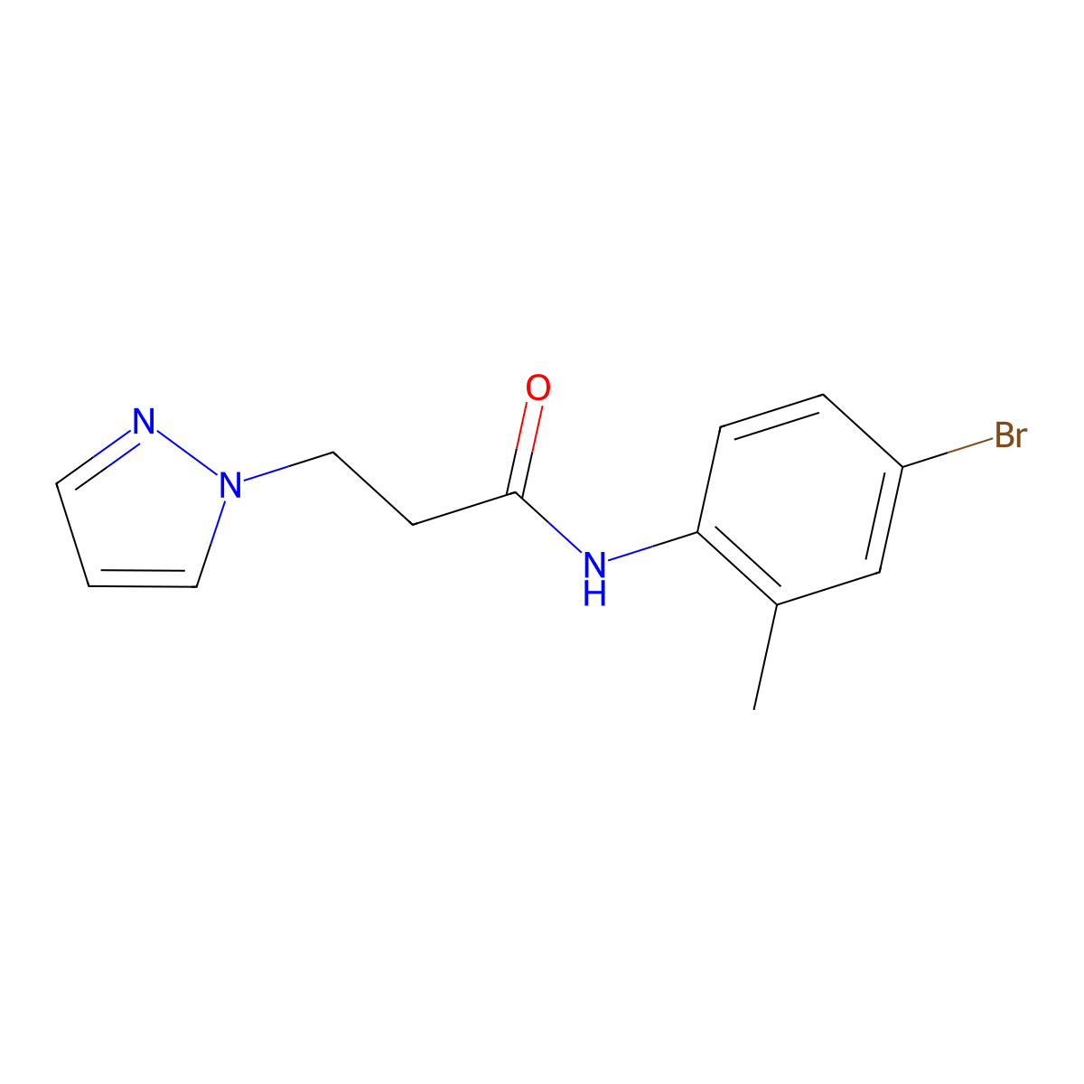 N-(4-bromo-2-methylphenyl)-3-(1H-pyrazol-1-yl)propanamide molecular structure, CAS 1152582-49-4