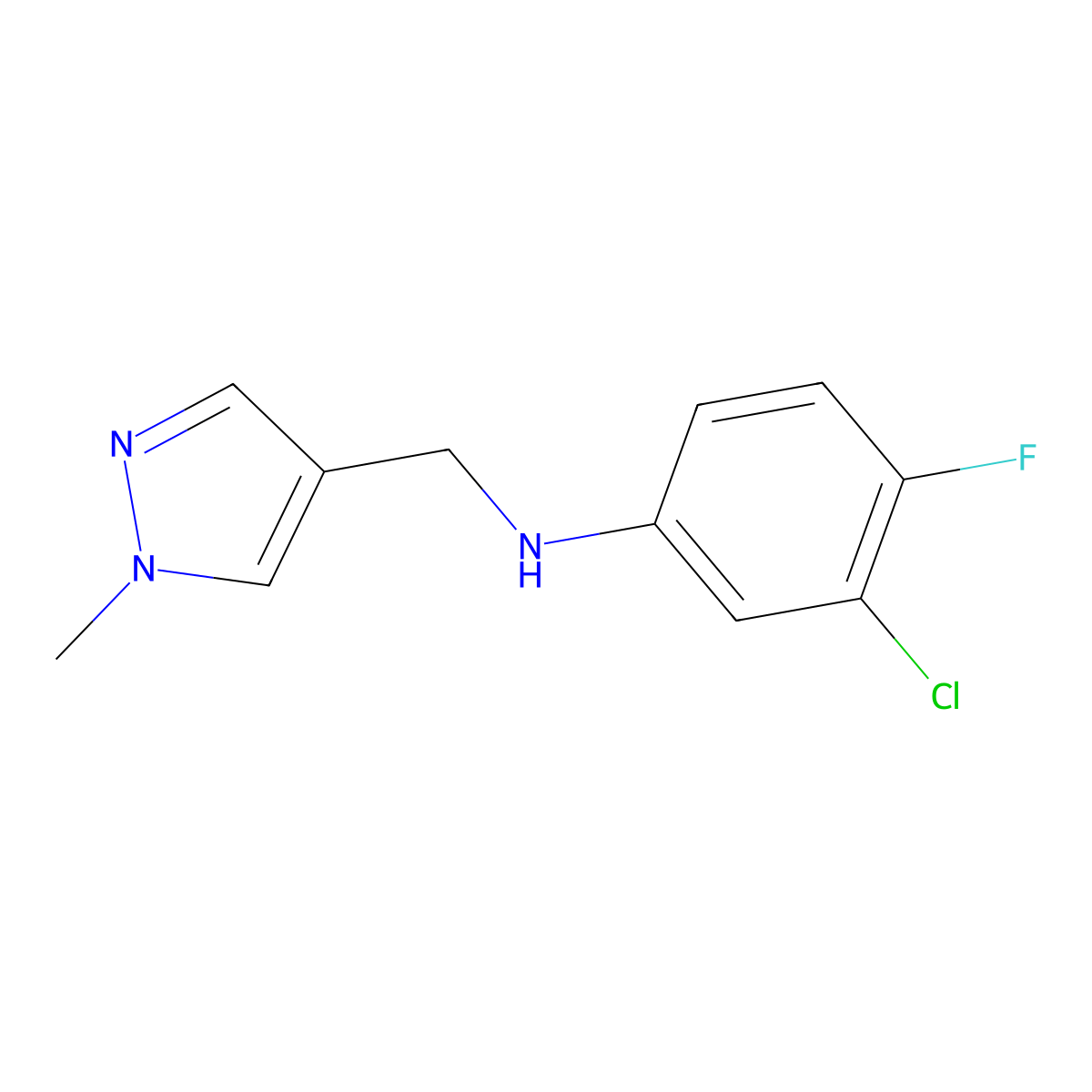 1H-Pyrazole-4-methanamine, N-(3-chloro-4-fluorophenyl)-1-methyl- molecular structure, CAS 1152582-98-3
