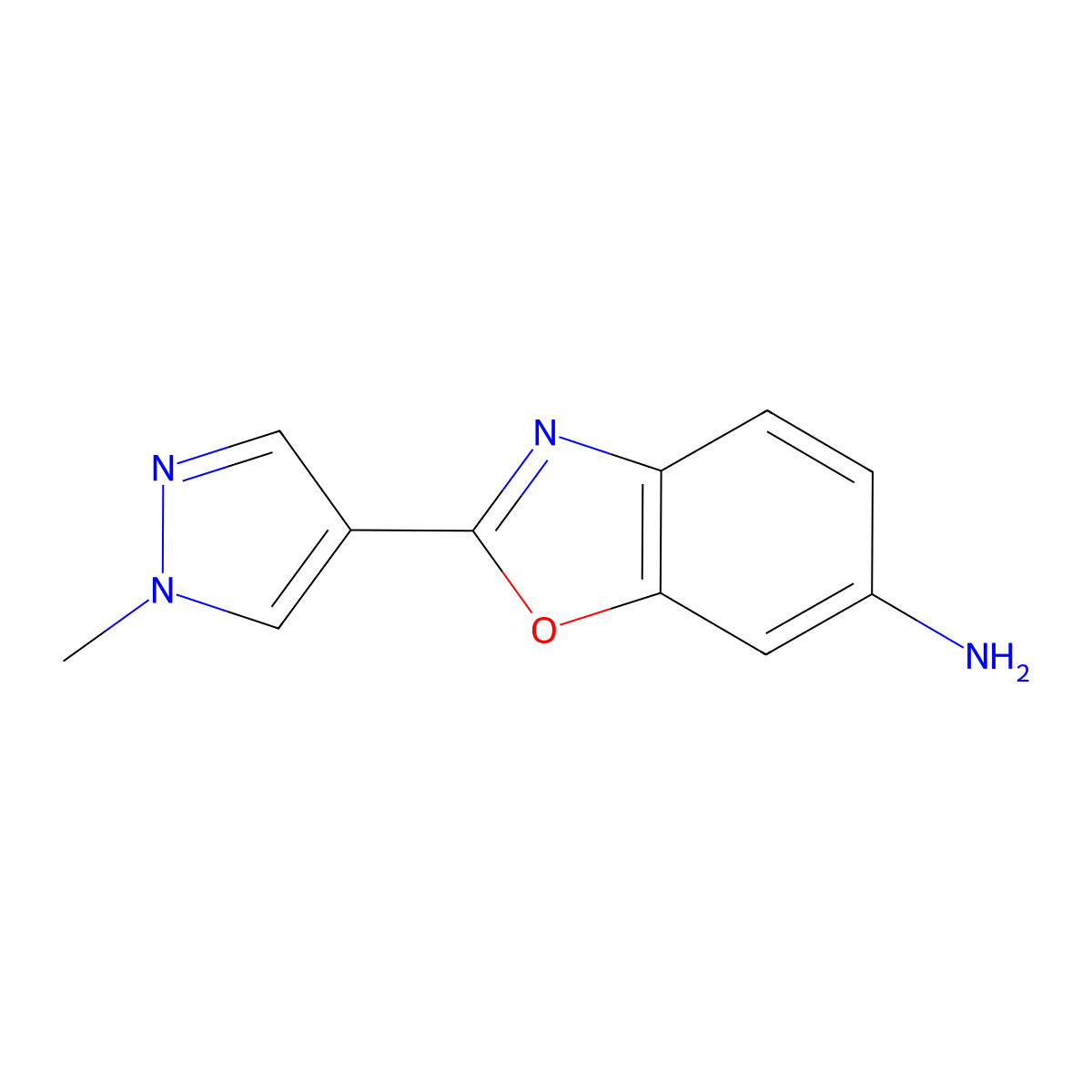 2-(1-methyl-1H-pyrazol-4-yl)-1,3-benzoxazol-6-amine molecular structure, CAS 1152583-84-0
