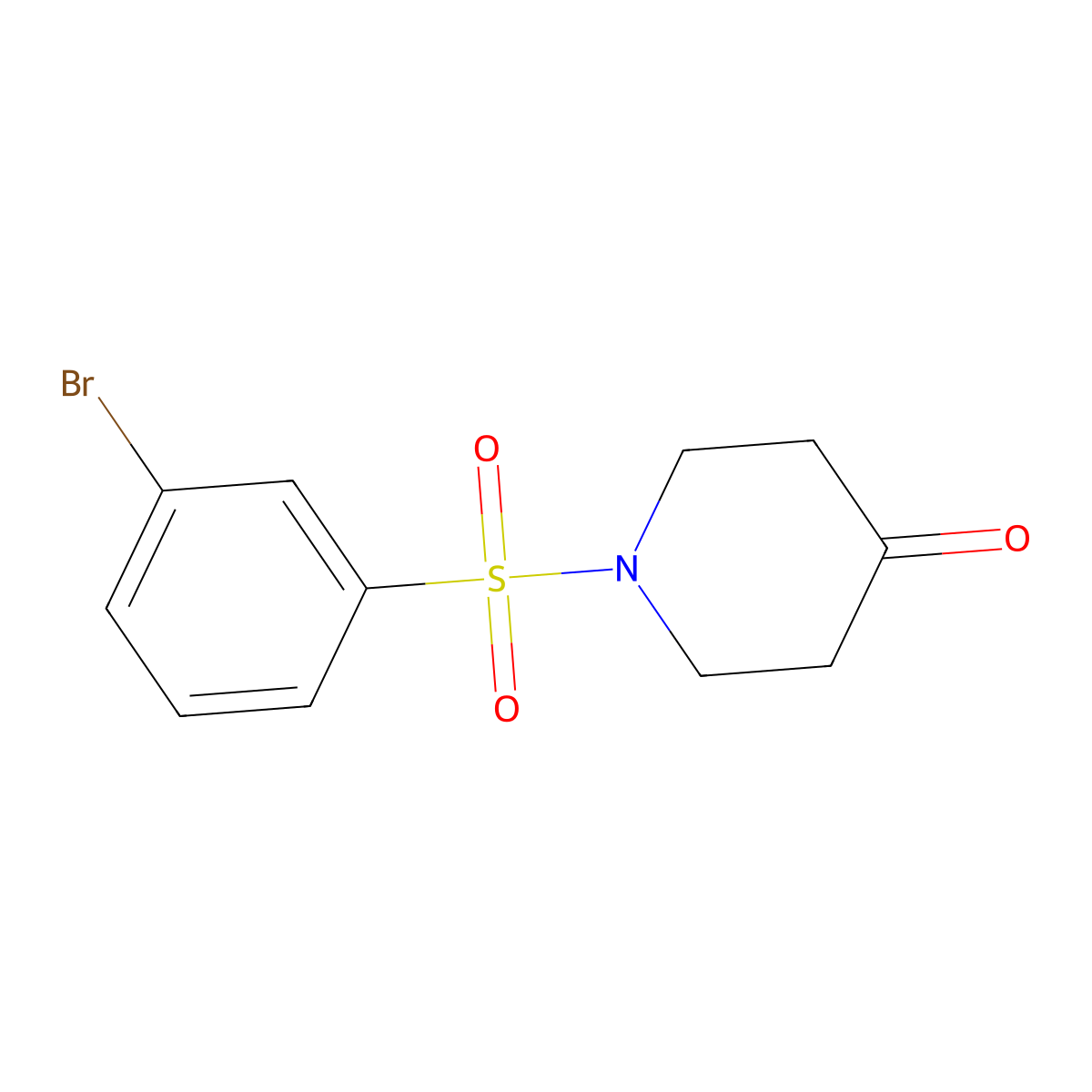 1-((3-Bromophenyl)sulfonyl)piperidin-4-one molecular structure, CAS 1152584-50-3