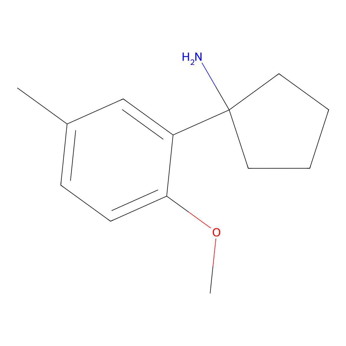 1-(2-Methoxy-5-methylphenyl)cyclopentan-1-amine molecular structure, CAS 1152587-04-6