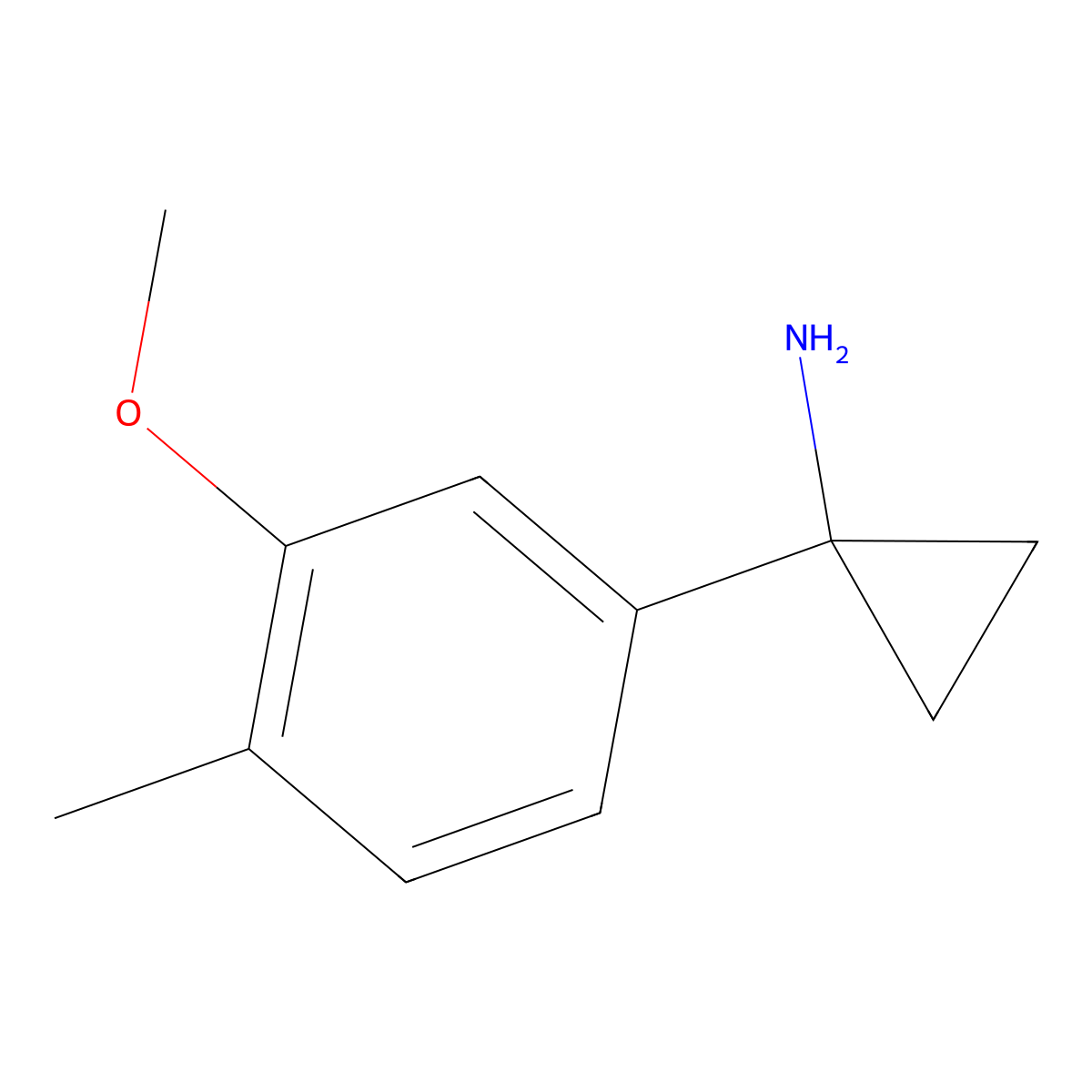 1-(3-Methoxy-4-methylphenyl)cyclopropan-1-amine molecular structure, CAS 1152587-07-9