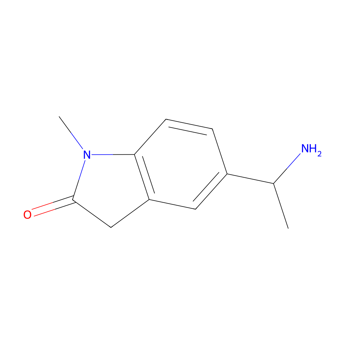 5-(1-aminoethyl)-1-methyl-2,3-dihydro-1H-indol-2-one molecular structure, CAS 1152587-80-8