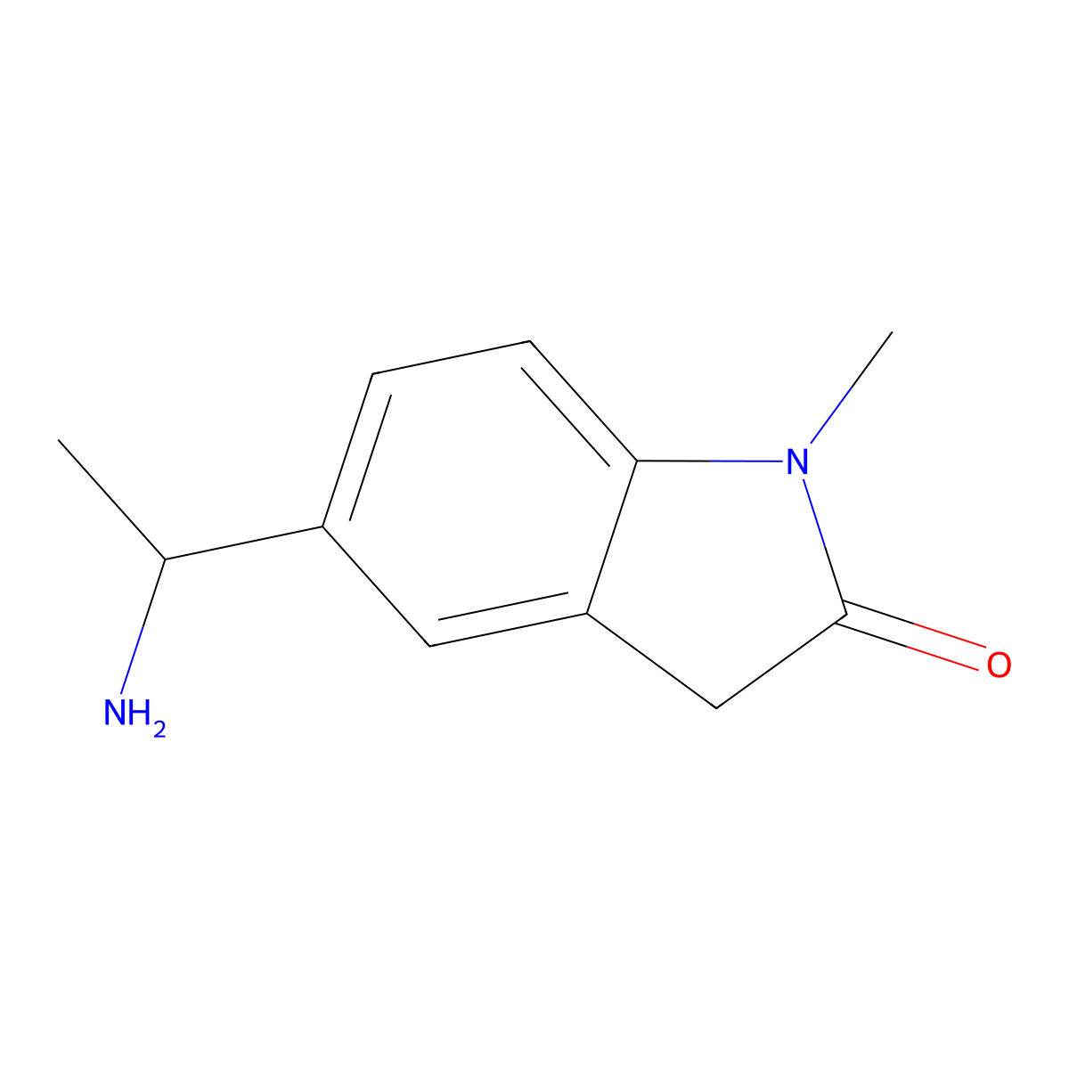 5-(1-aminoethyl)-1-methyl-2,3-dihydro-1H-indol-2-one molecular structure, CAS 1152587-80-8