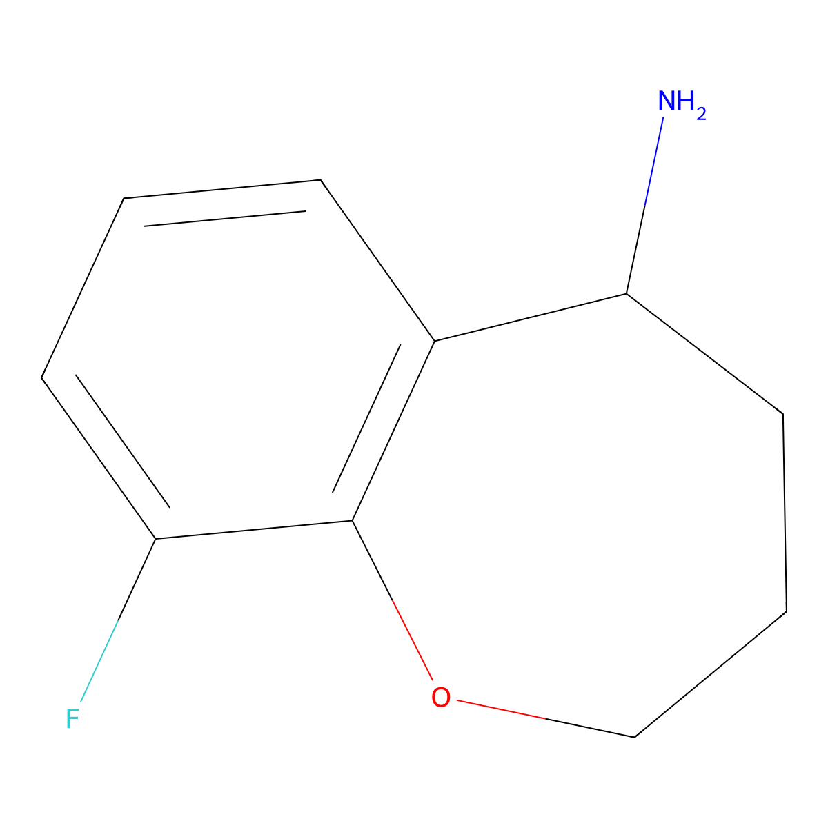 9-Fluoro-2,3,4,5-tetrahydro-1-benzoxepin-5-amine molecular structure, CAS 1152588-61-8