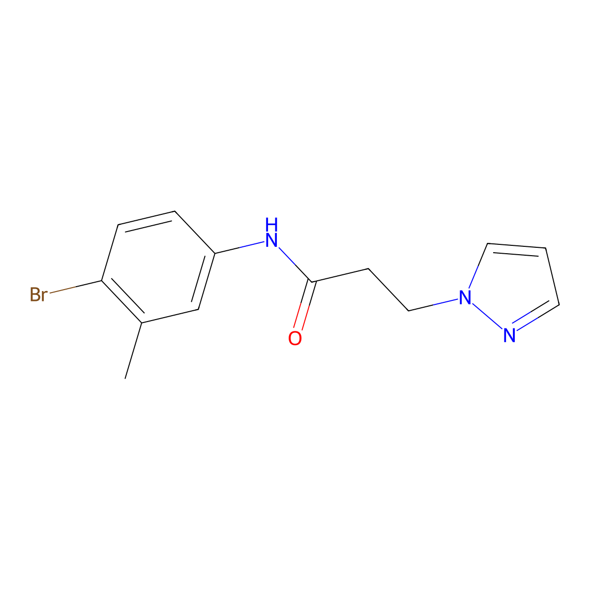 N-(4-bromo-3-methylphenyl)-3-(1H-pyrazol-1-yl)propanamide molecular structure, CAS 1152588-78-7