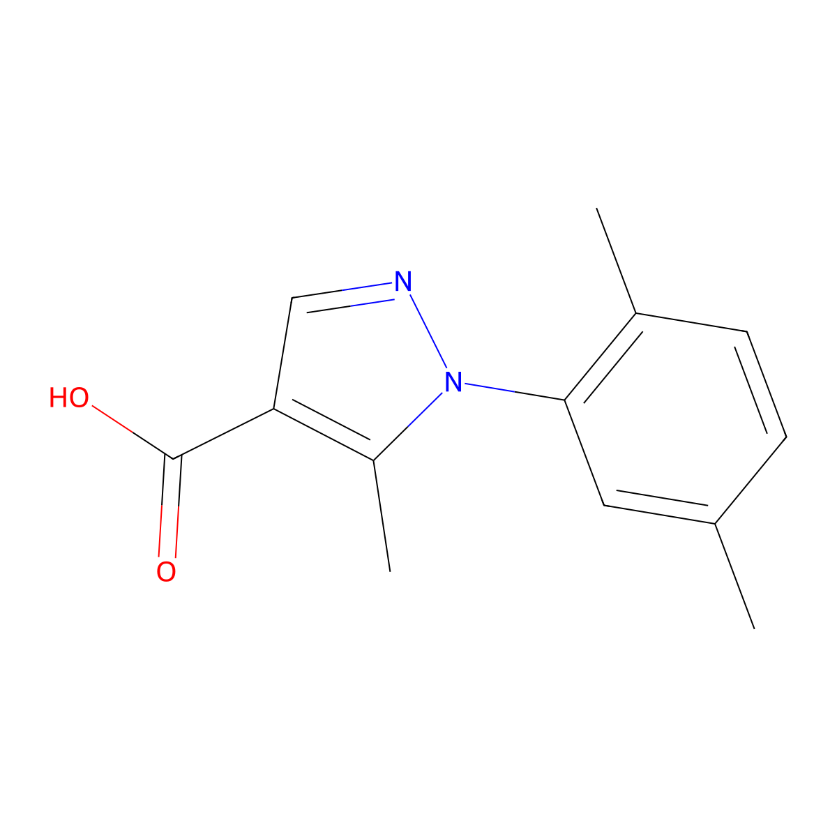 1-(2,5-dimethylphenyl)-5-methyl-1H-pyrazole-4-carboxylic acid molecular structure, CAS 1152589-04-2