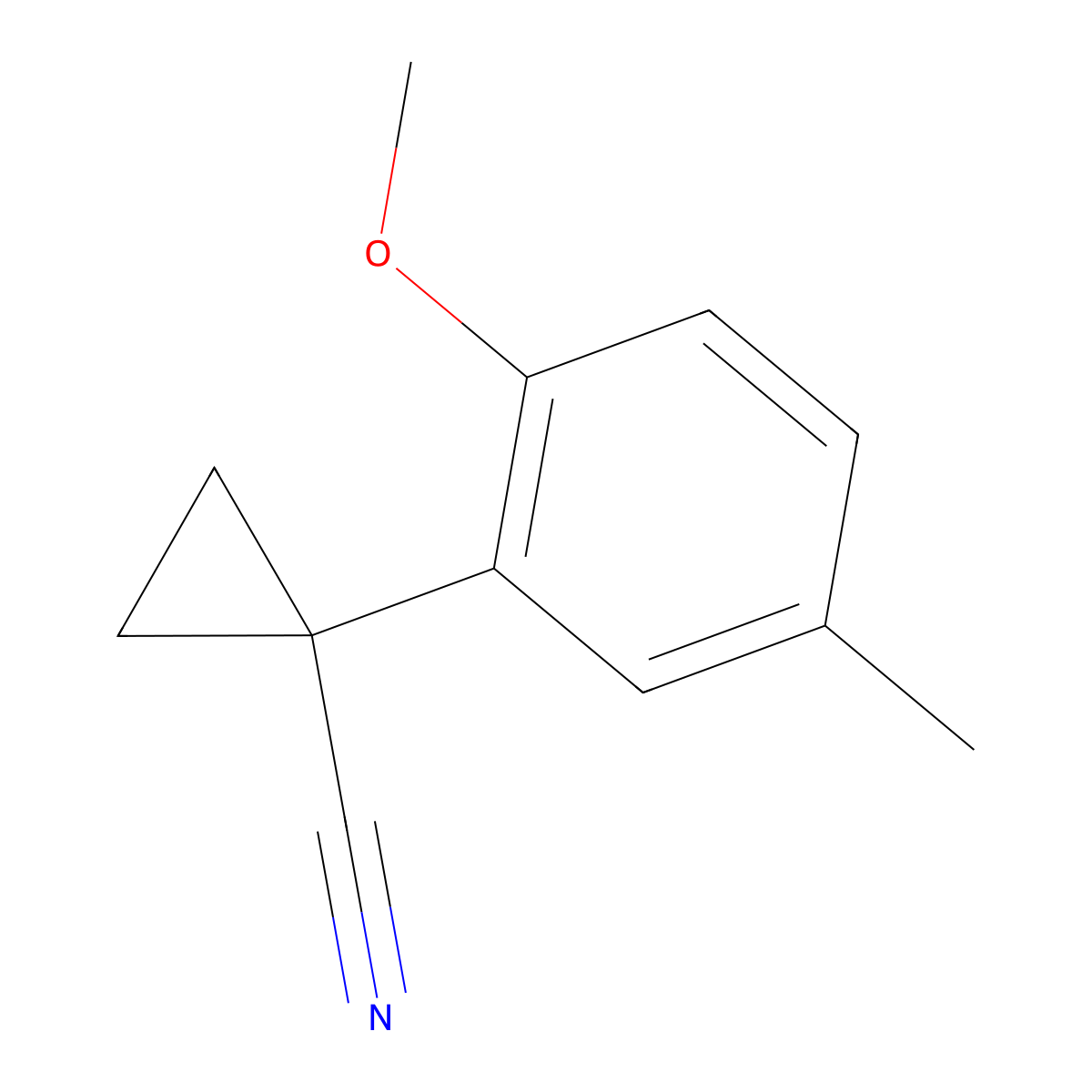 1-(2-Methoxy-5-methylphenyl)cyclopropane-1-carbonitrile molecular structure, CAS 1152590-50-5