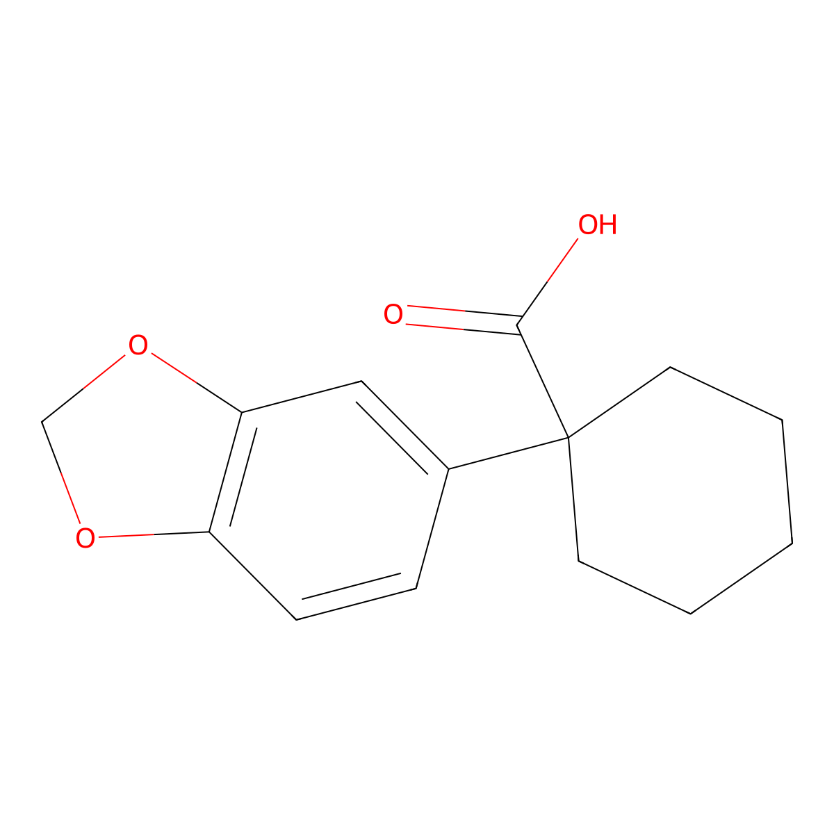 1-(1,3-Dioxaindan-5-yl)cyclohexane-1-carboxylic acid molecular structure, CAS 1152590-90-3