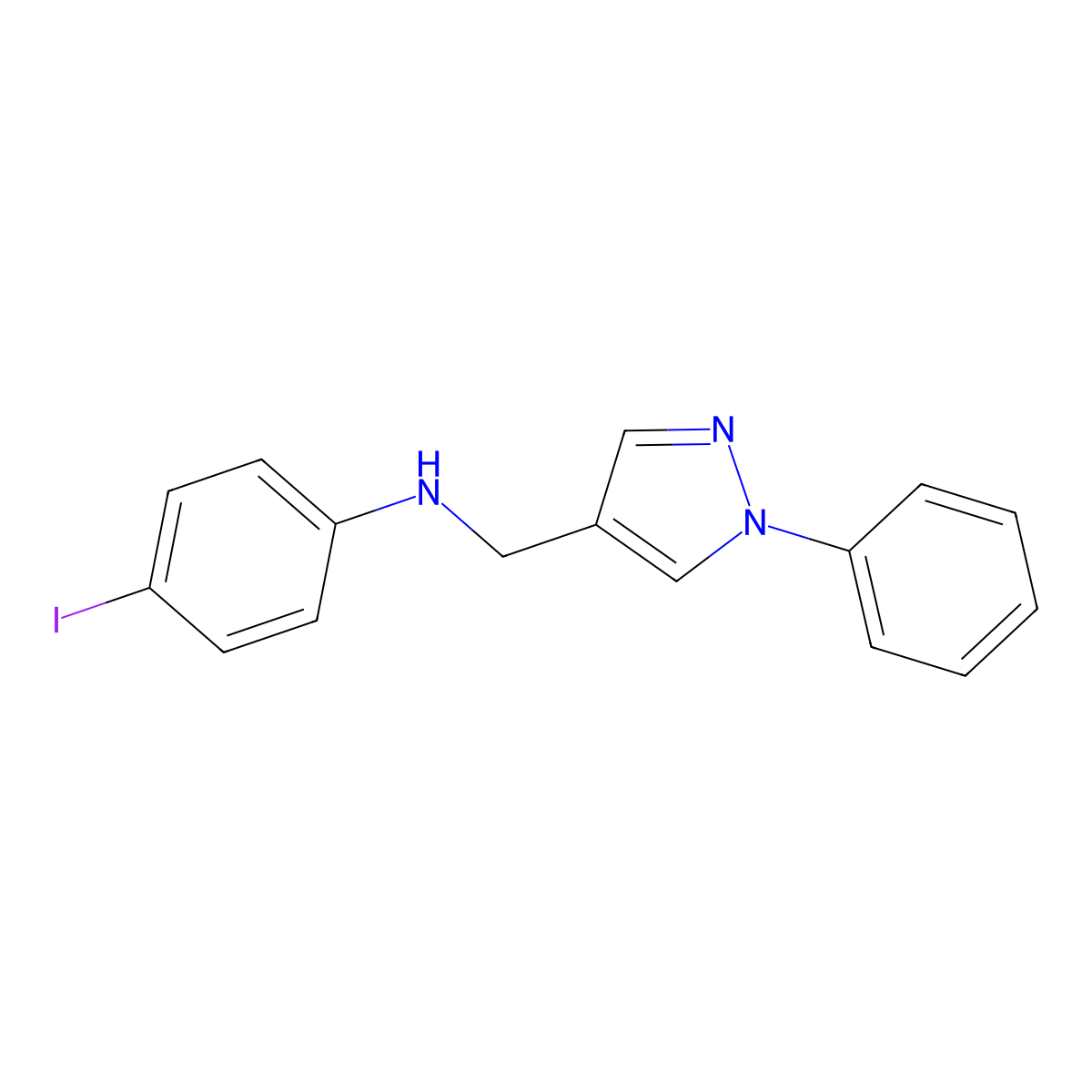 4-Iodo-N-[(1-phenyl-1H-pyrazol-4-yl)methyl]aniline molecular structure, CAS 1152591-08-6