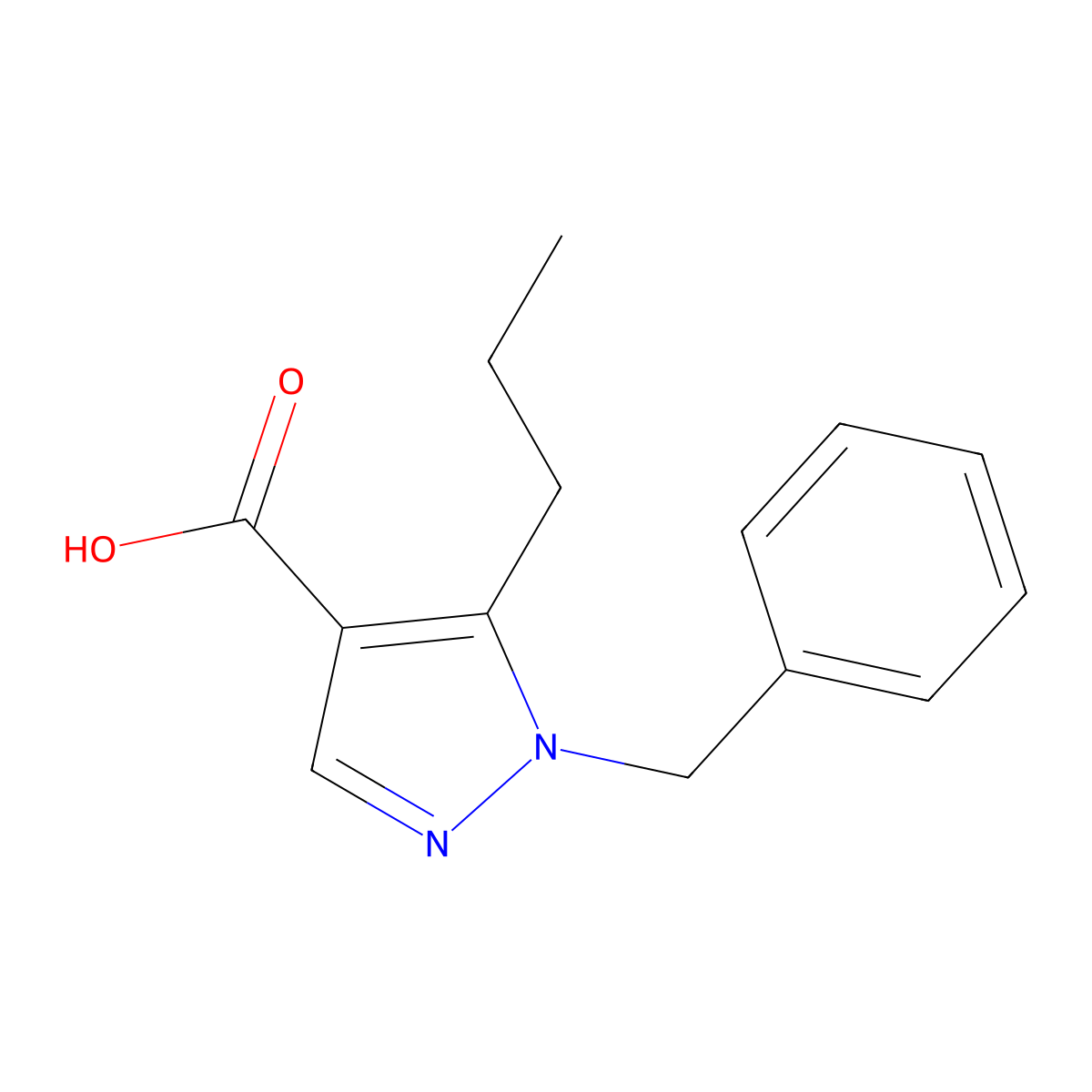 1-benzyl-5-propyl-1H-pyrazole-4-carboxylic acid molecular structure, CAS 1152591-59-7