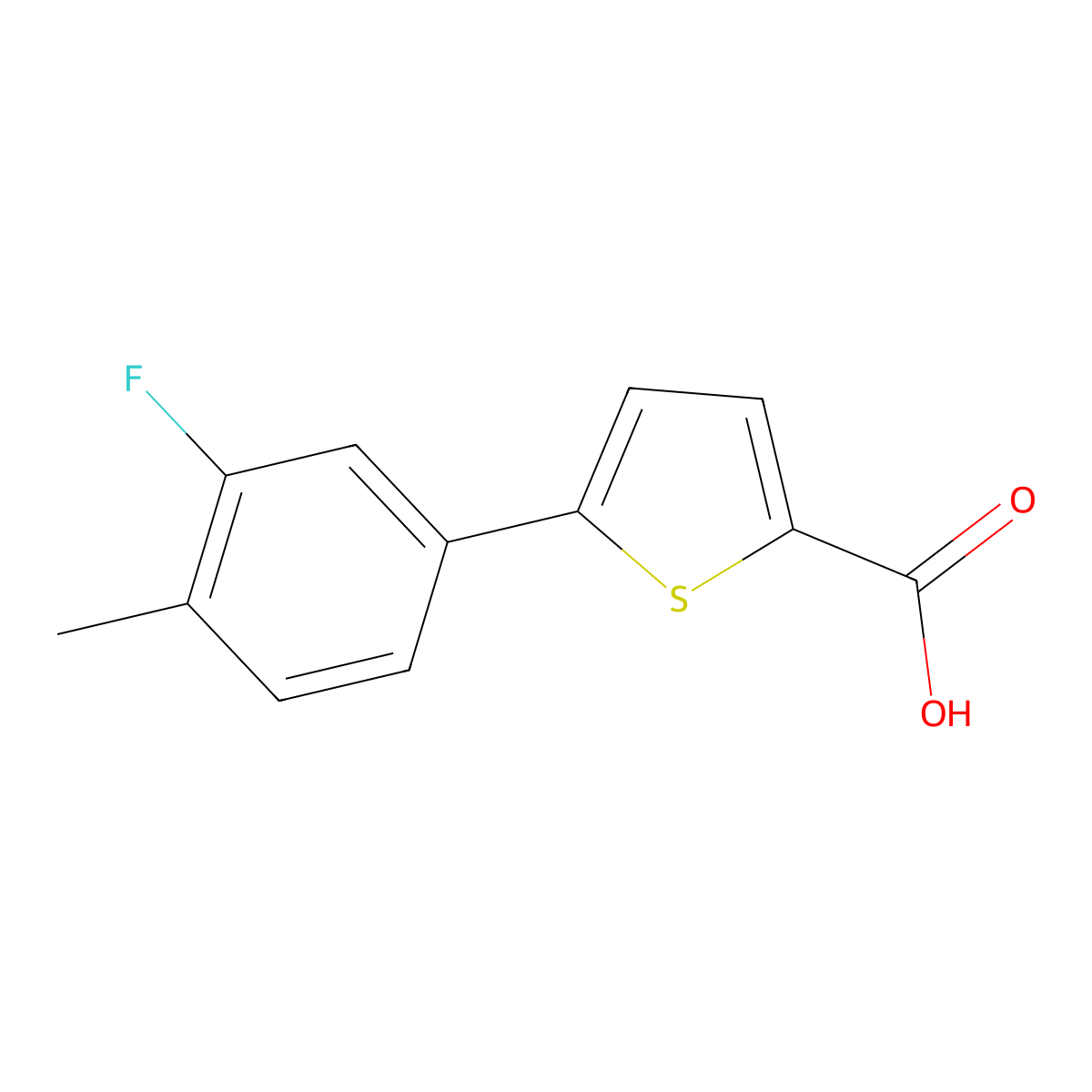 5-(3-Fluoro-4-methylphenyl)thiophene-2-carboxylic acid molecular structure, CAS 1152596-61-6