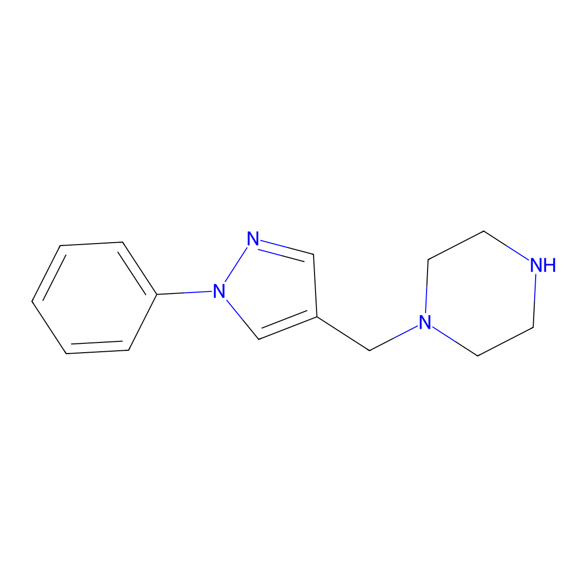 1-[(1-Phenyl-1H-pyrazol-4-yl)methyl]piperazine molecular structure, CAS 1152597-45-9