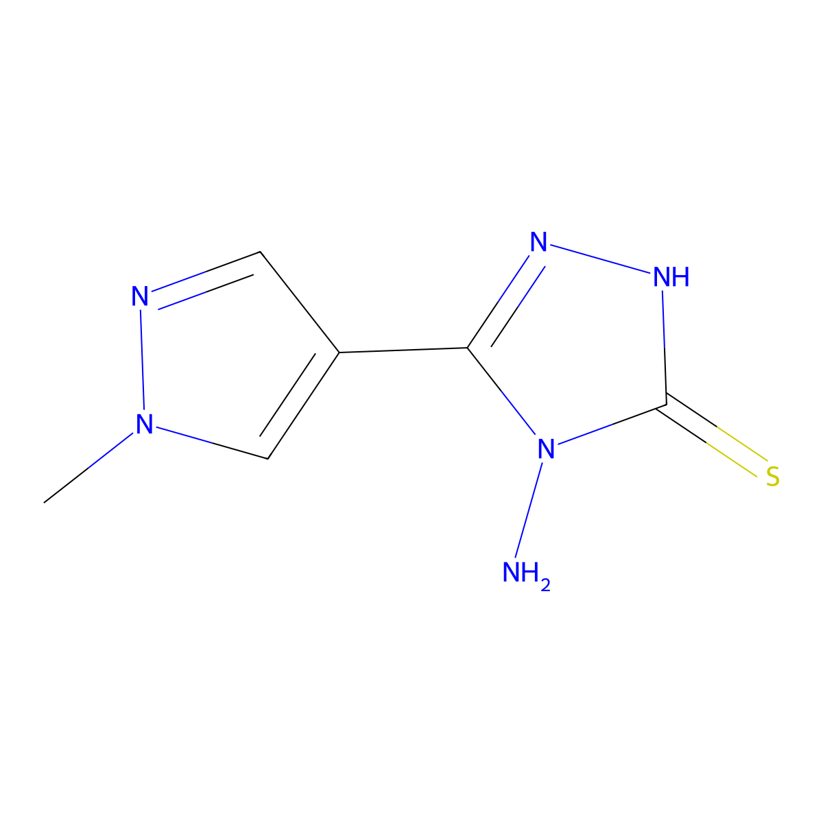 4-Amino-5-(1-methyl-1H-pyrazol-4-yl)-4H-1,2,4-triazole-3-thiol molecular structure, CAS 1152599-14-8