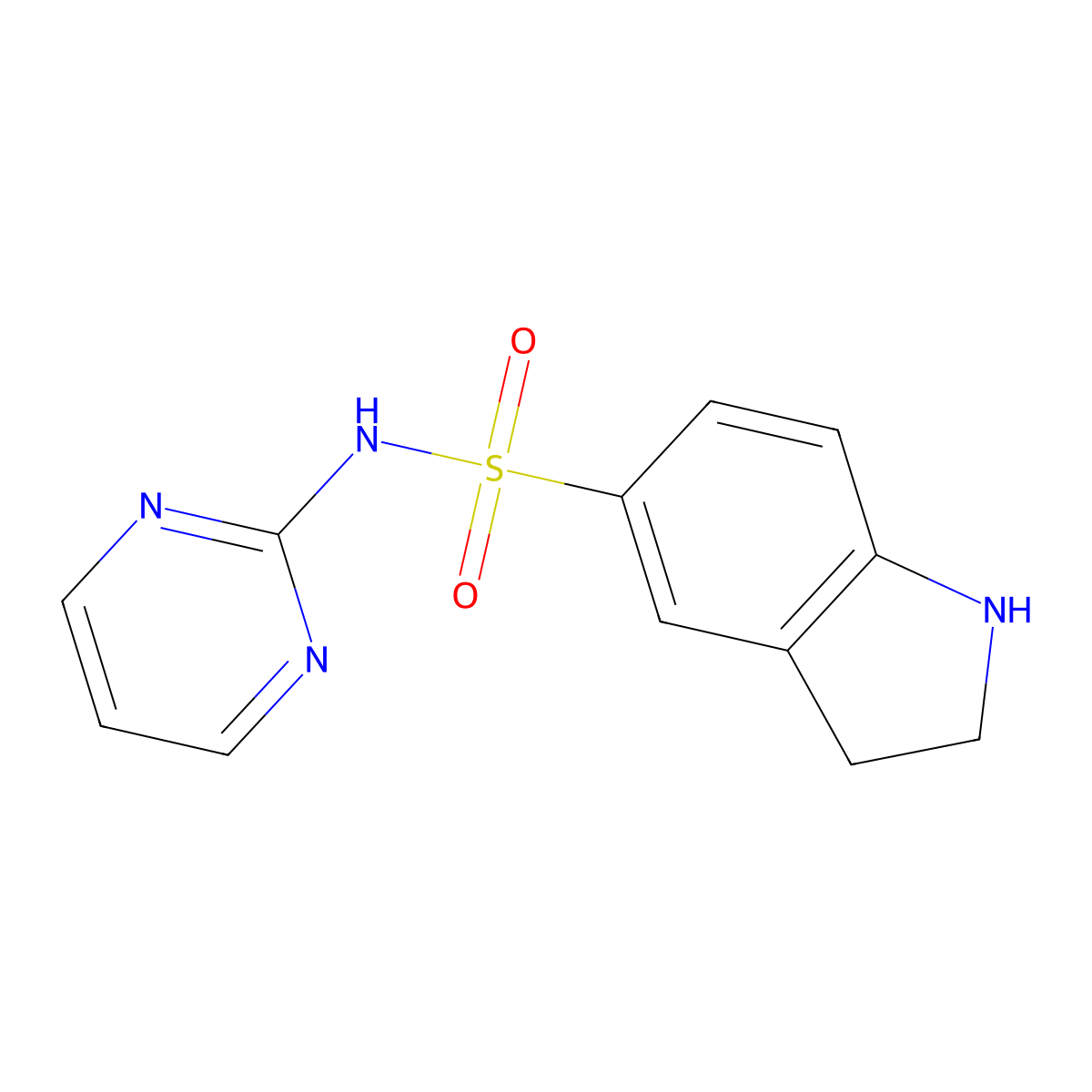 N-(pyrimidin-2-yl)-2,3-dihydro-1H-indole-5-sulfonamide molecular structure, CAS 1152600-26-4