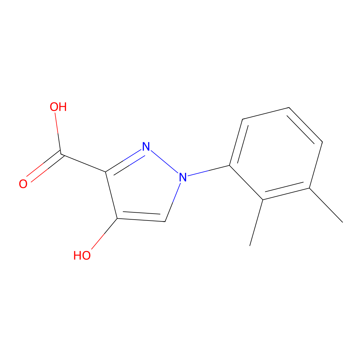 1-(2,3-dimethylphenyl)-4-hydroxy-1H-pyrazole-3-carboxylic acid molecular structure, CAS 1152601-77-8