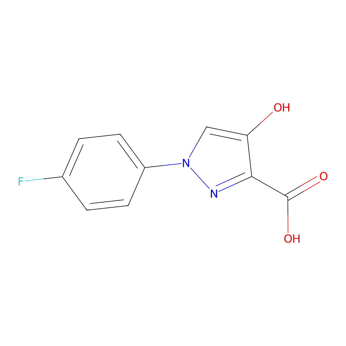 1-(4-fluorophenyl)-4-hydroxy-1H-pyrazole-3-carboxylic acid molecular structure, CAS 1152602-19-1
