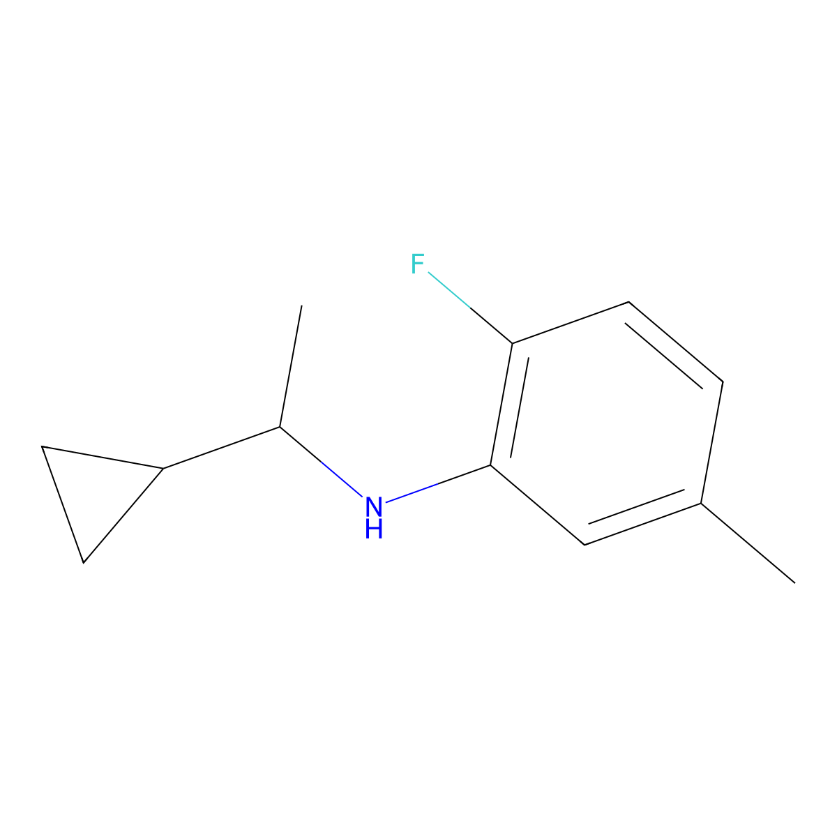 N-(1-cyclopropylethyl)-2-fluoro-5-methylaniline molecular structure, CAS 1152602-51-1