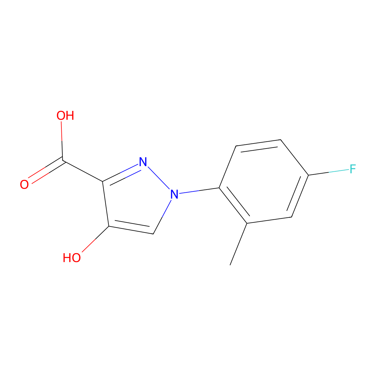 1-(4-fluoro-2-methylphenyl)-4-hydroxy-1H-pyrazole-3-carboxylic acid molecular structure, CAS 1152602-54-4