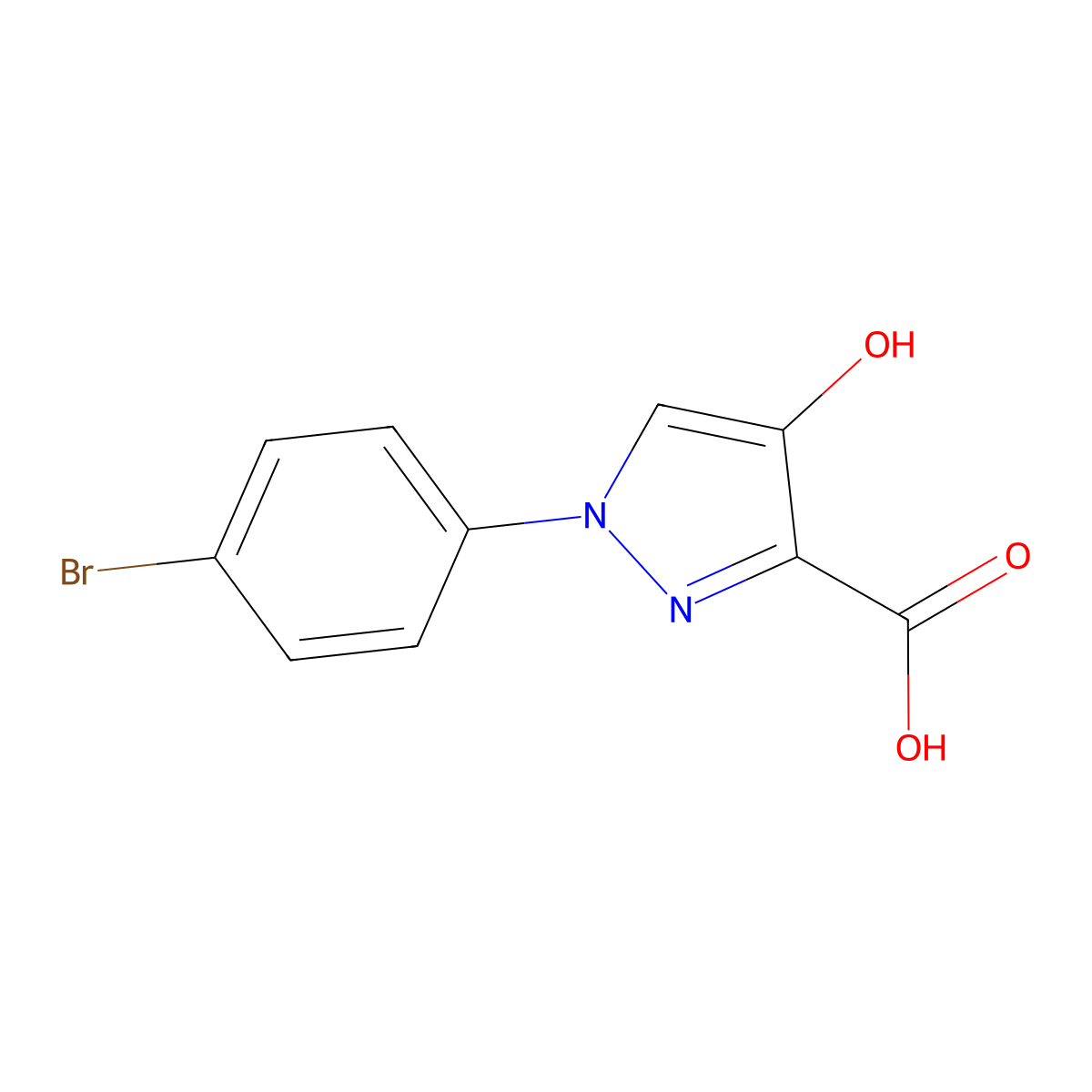 1-(4-bromophenyl)-4-hydroxy-1H-pyrazole-3-carboxylic acid molecular structure, CAS 1152602-76-0