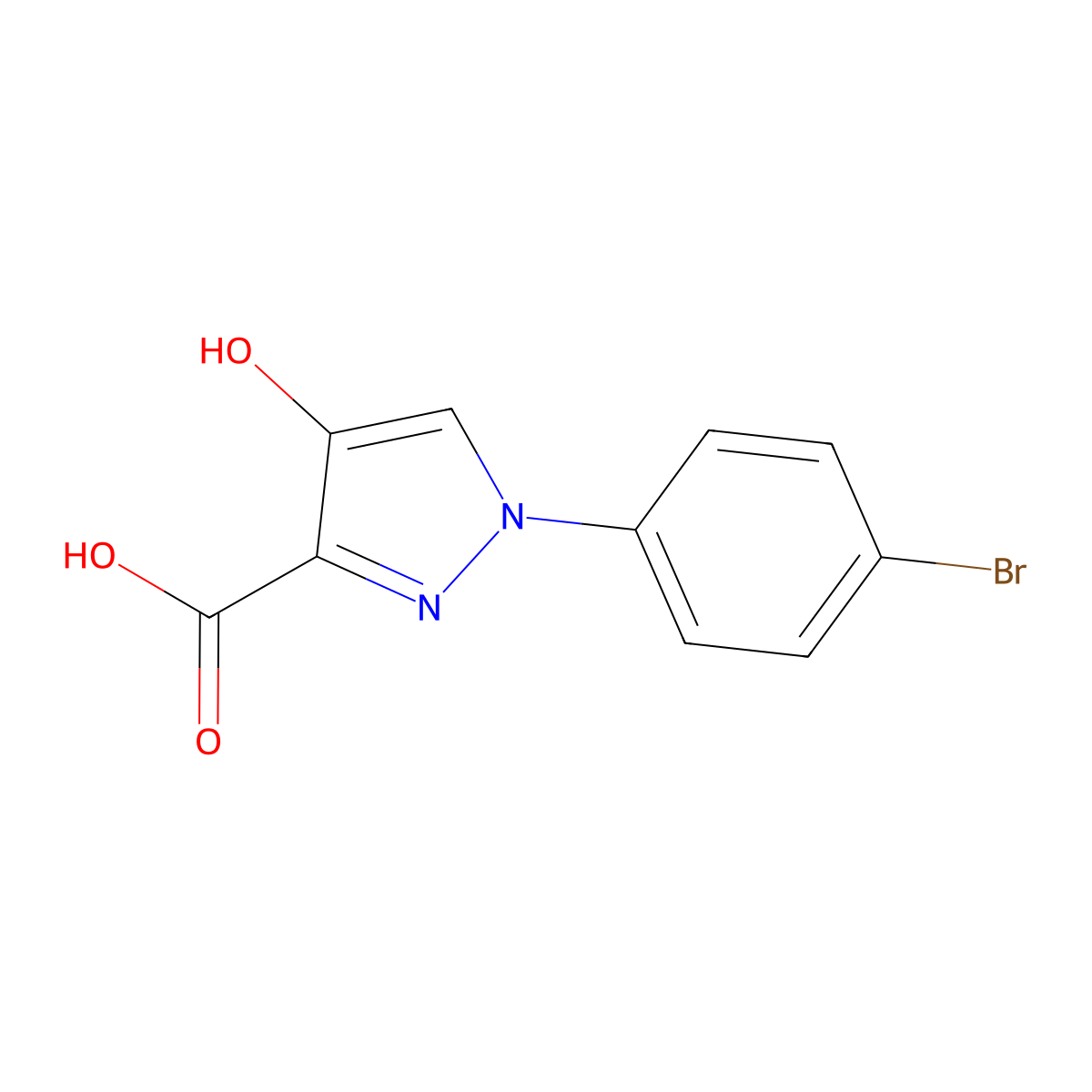 1-(4-bromophenyl)-4-hydroxy-1H-pyrazole-3-carboxylic acid molecular structure, CAS 1152602-76-0