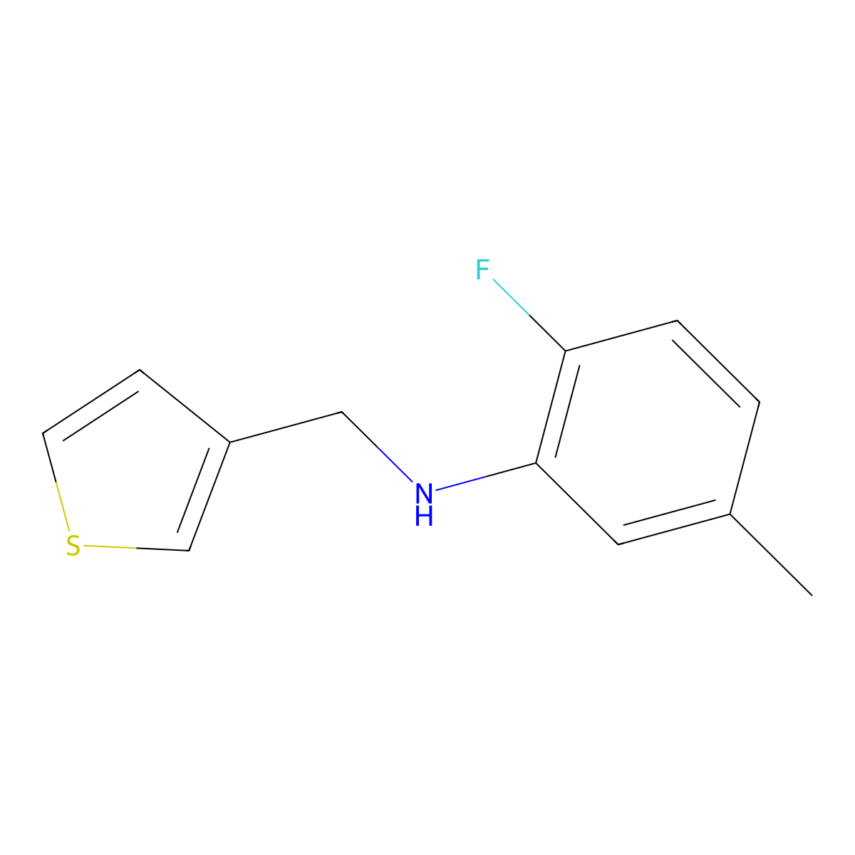 2-fluoro-5-methyl-N-[(thiophen-3-yl)methyl]aniline molecular structure, CAS 1152602-78-2