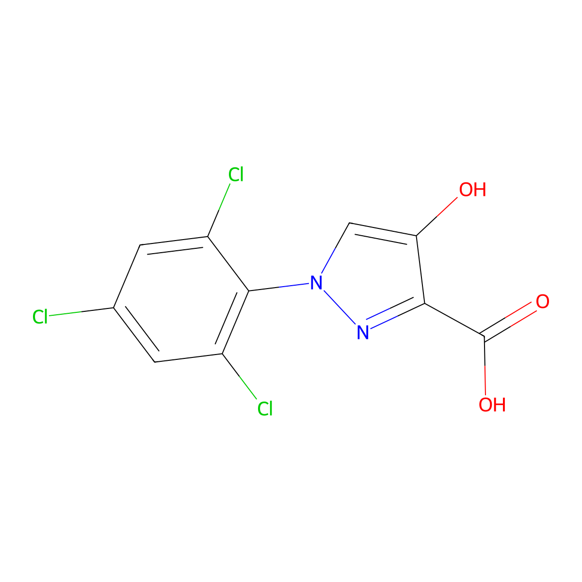 4-hydroxy-1-(2,4,6-trichlorophenyl)-1H-pyrazole-3-carboxylic acid molecular structure, CAS 1152602-90-8