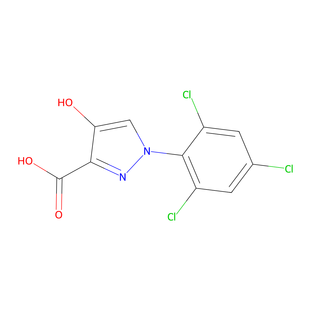 4-hydroxy-1-(2,4,6-trichlorophenyl)-1H-pyrazole-3-carboxylic acid molecular structure, CAS 1152602-90-8