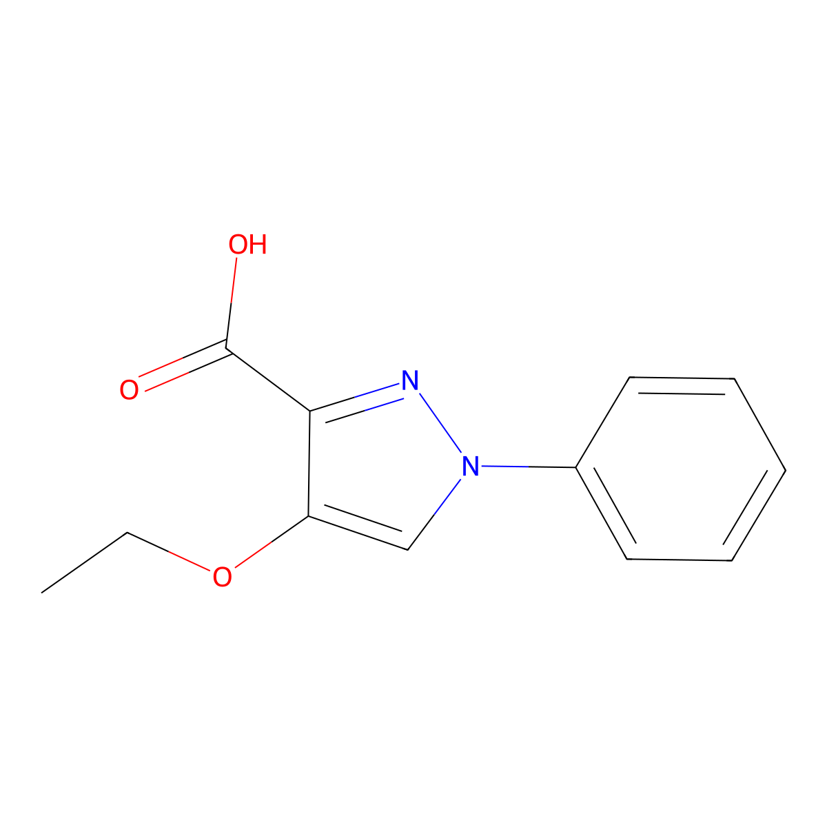 4-ethoxy-1-phenyl-1H-pyrazole-3-carboxylic acid molecular structure, CAS 1152603-09-2