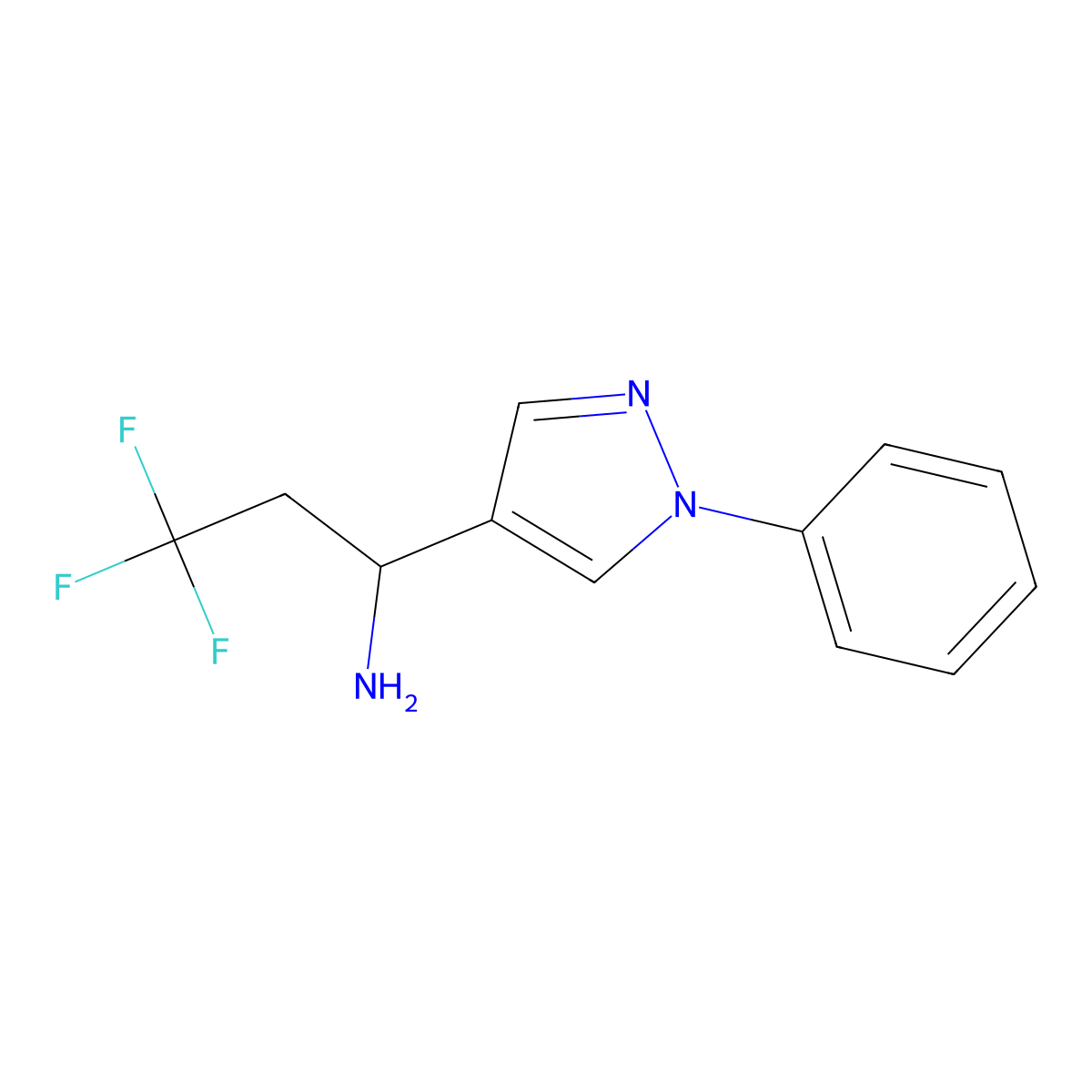 3,3,3-Trifluoro-1-(1-phenyl-1H-pyrazol-4-yl)propan-1-amine molecular structure, CAS 1152604-11-9
