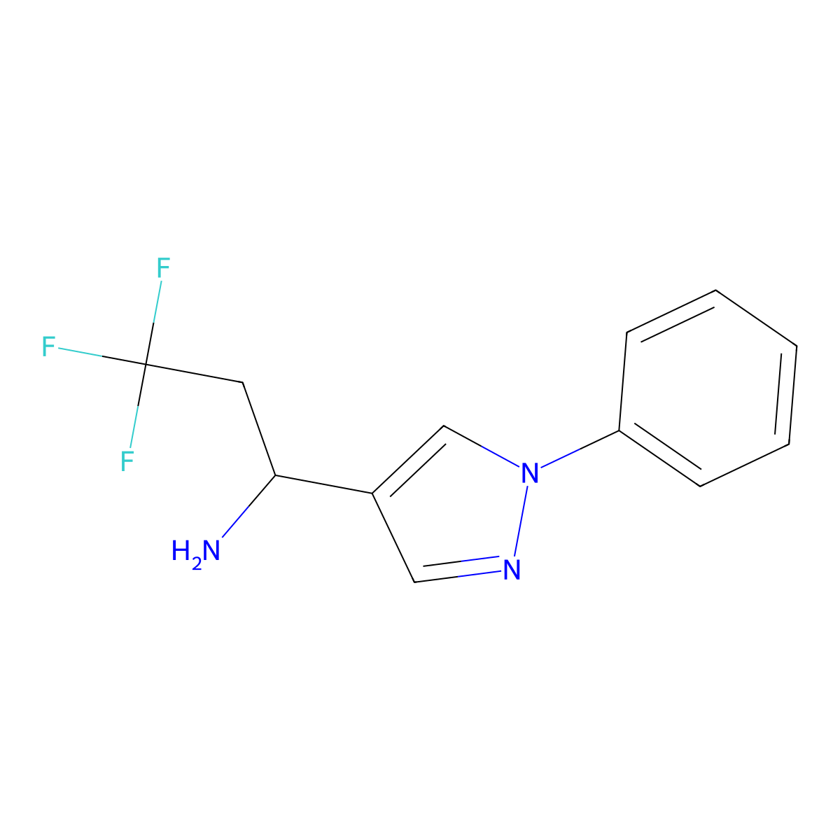 3,3,3-Trifluoro-1-(1-phenyl-1H-pyrazol-4-yl)propan-1-amine molecular structure, CAS 1152604-11-9