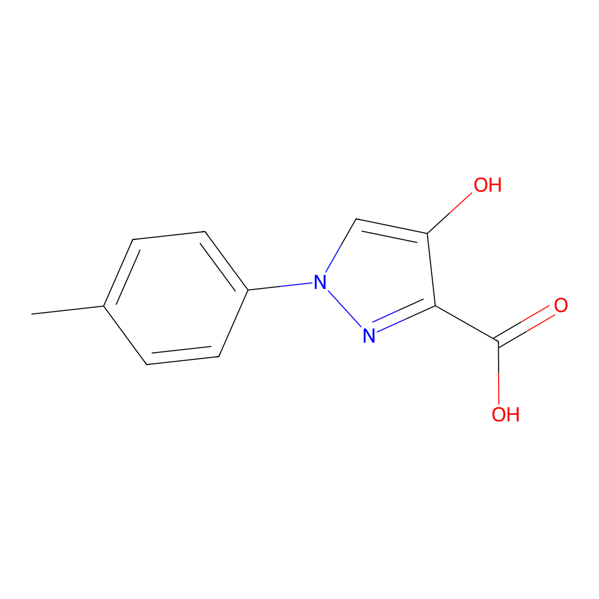 4-hydroxy-1-(4-methylphenyl)-1H-pyrazole-3-carboxylic acid molecular structure, CAS 1152604-35-7