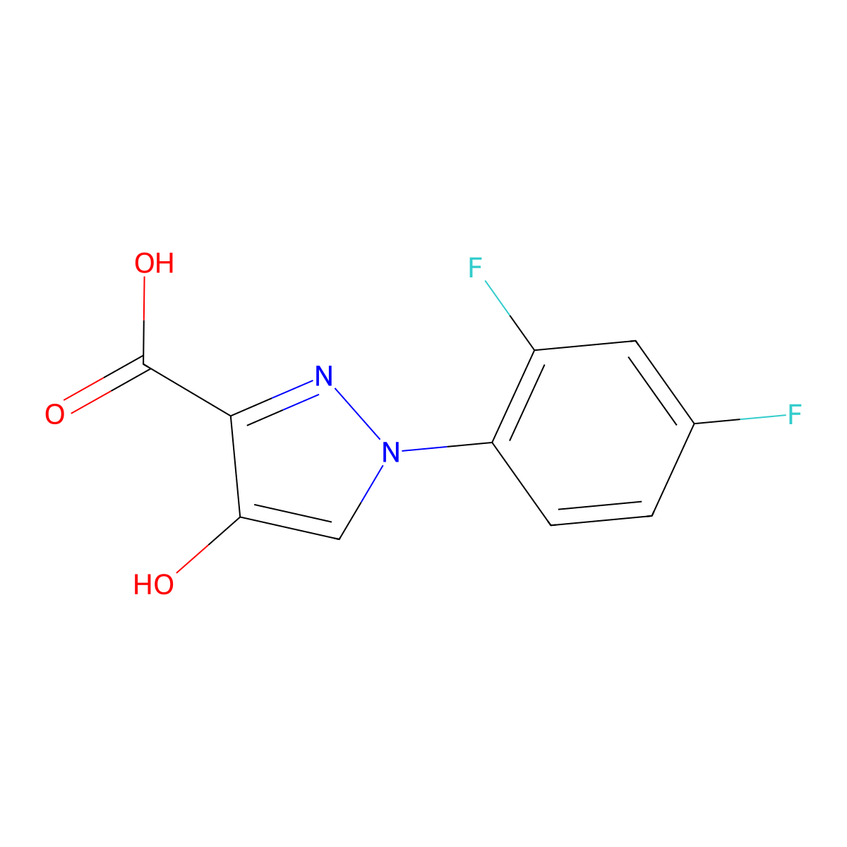 1-(2,4-difluorophenyl)-4-hydroxy-1H-pyrazole-3-carboxylic acid molecular structure, CAS 1152604-44-8
