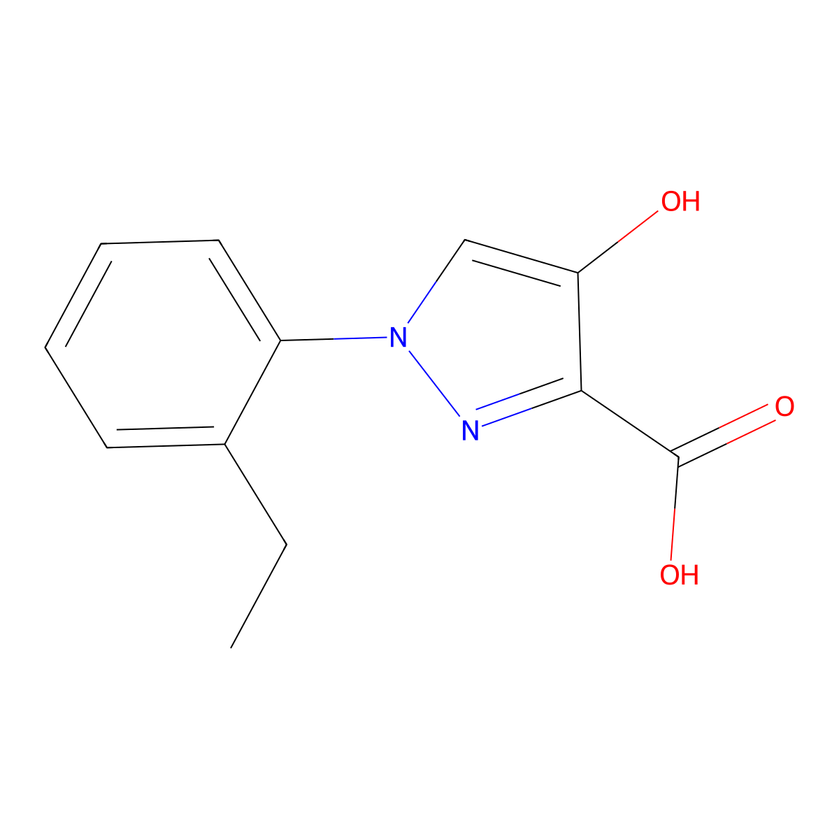 1-(2-ethylphenyl)-4-hydroxy-1H-pyrazole-3-carboxylic acid molecular structure, CAS 1152604-56-2