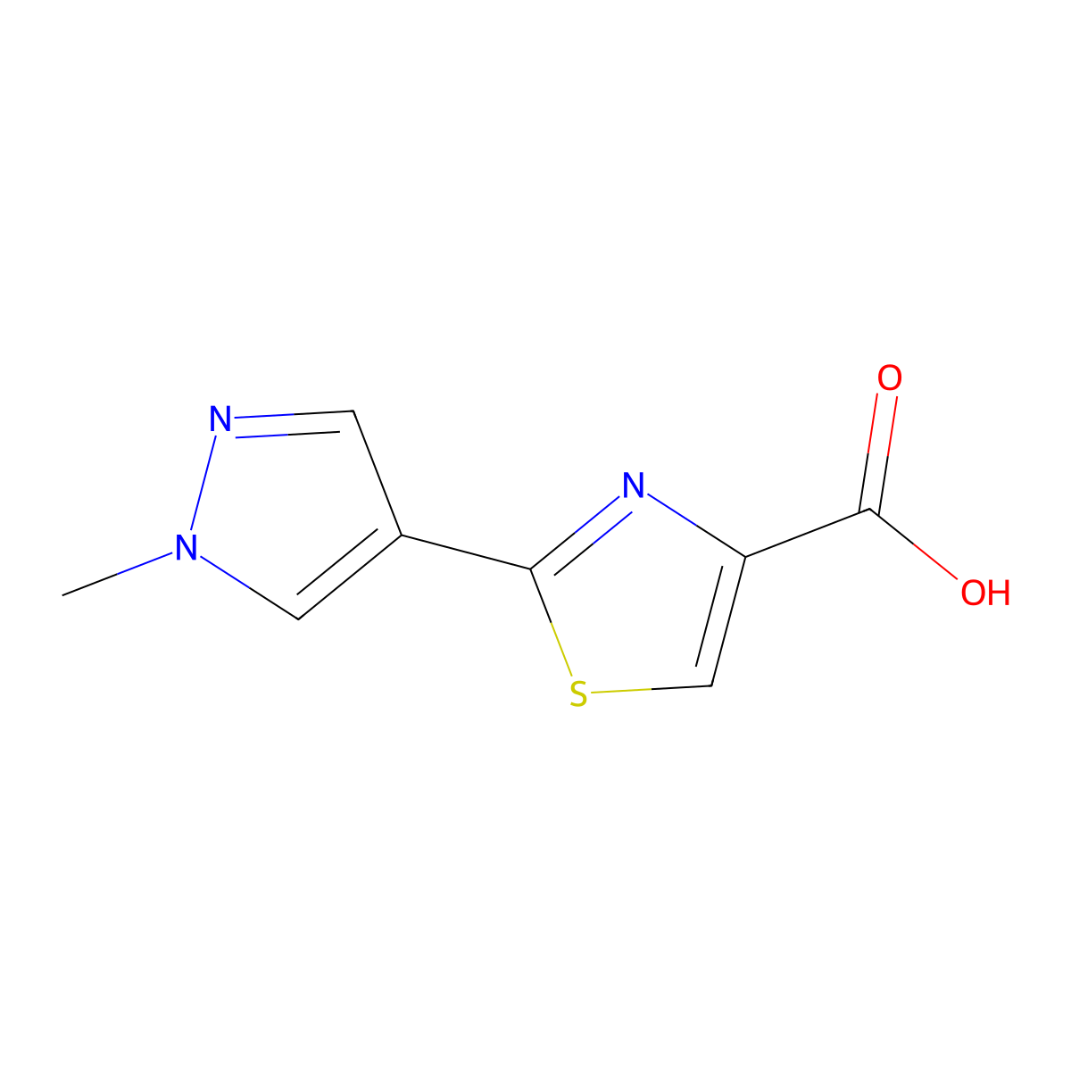 2-(1-methyl-1H-pyrazol-4-yl)-1,3-thiazole-4-carboxylic acid molecular structure, CAS 1152605-07-6