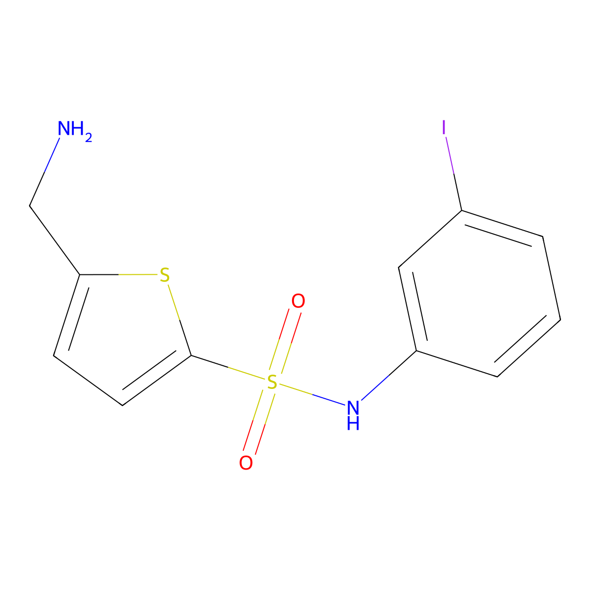5-(aminomethyl)-N-(3-iodophenyl)thiophene-2-sulfonamide molecular structure, CAS 1152605-81-6