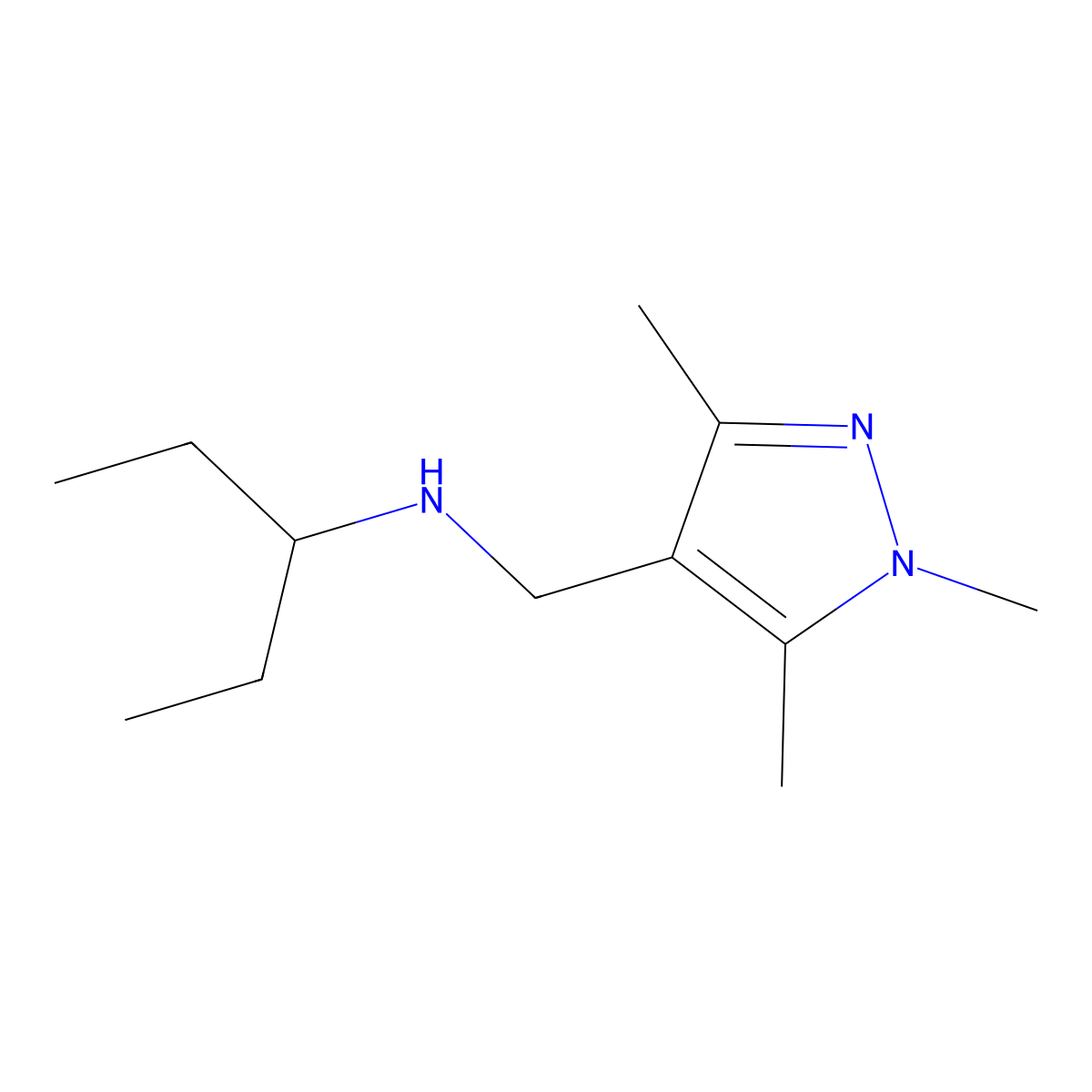 (Pentan-3-yl)[(trimethyl-1H-pyrazol-4-yl)methyl]amine molecular structure, CAS 1152606-49-9