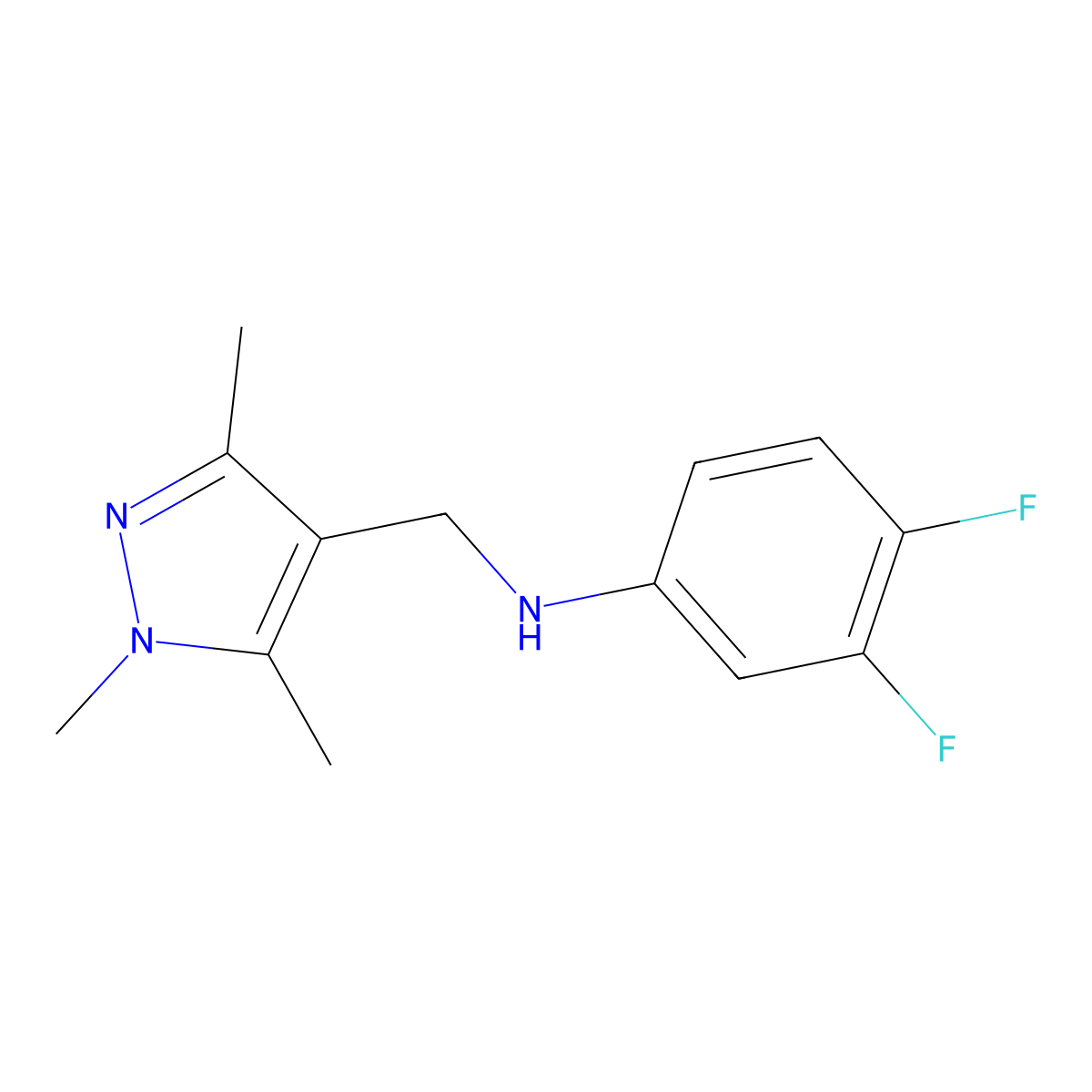 3,4-Difluoro-N-((1,3,5-trimethyl-1H-pyrazol-4-yl)methyl)aniline molecular structure, CAS 1152609-74-9