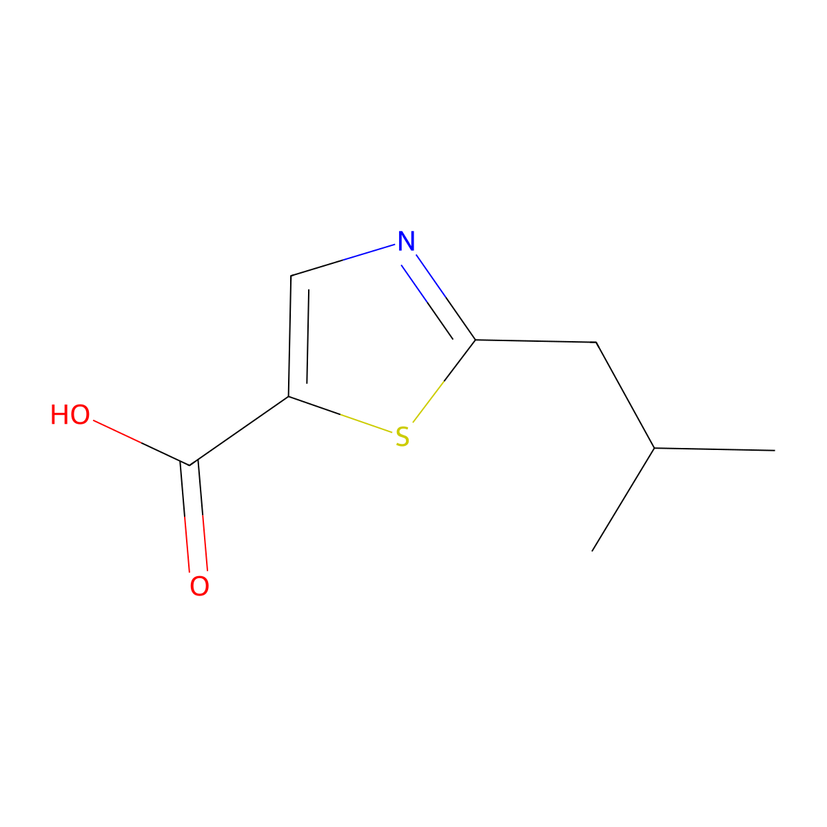 2-(2-Methylpropyl)-1,3-thiazole-5-carboxylic acid molecular structure, CAS 1152614-38-4