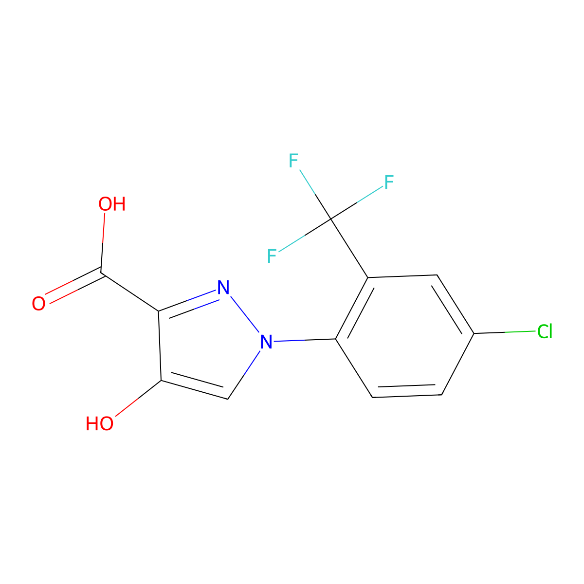 1-[4-chloro-2-(trifluoromethyl)phenyl]-4-hydroxy-1H-pyrazole-3-carboxylic acid molecular structure, CAS 1152614-40-8