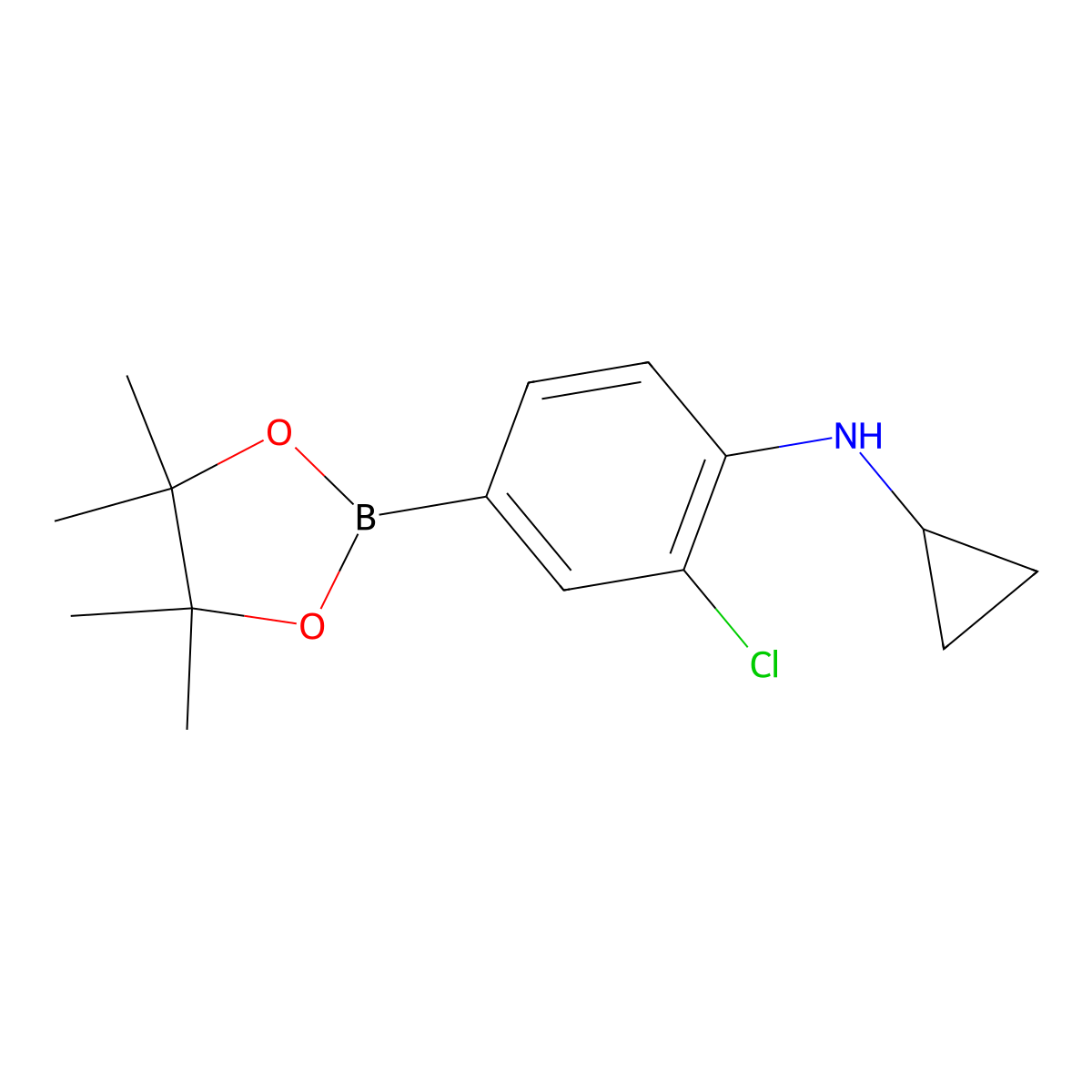 2-chloro-N-cyclopropyl-4-(4,4,5,5-tetramethyl-1,3,2-dioxaborolan-2-yl)aniline molecular structure, CAS 1152617-46-3