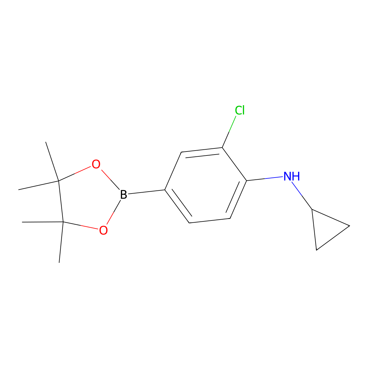 2-chloro-N-cyclopropyl-4-(4,4,5,5-tetramethyl-1,3,2-dioxaborolan-2-yl)aniline molecular structure, CAS 1152617-46-3