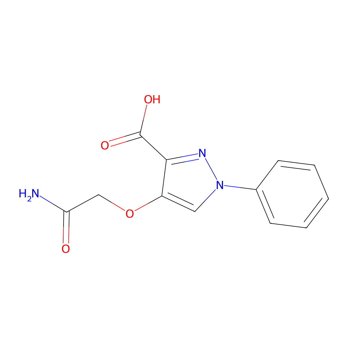 4-(carbamoylmethoxy)-1-phenyl-1H-pyrazole-3-carboxylic acid molecular structure, CAS 1152625-33-6