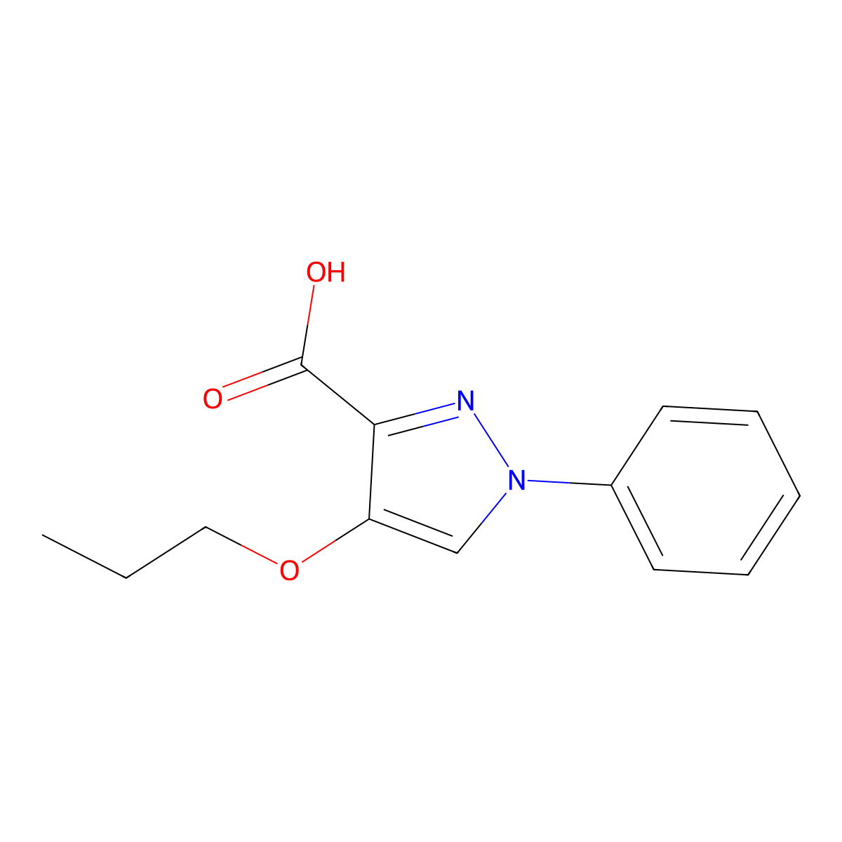 1-phenyl-4-propoxy-1H-pyrazole-3-carboxylic acid molecular structure, CAS 1152625-34-7