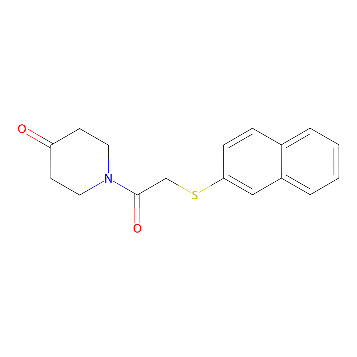 1-[2-(Naphthalen-2-ylsulfanyl)acetyl]piperidin-4-one molecular structure, CAS 1152625-67-6