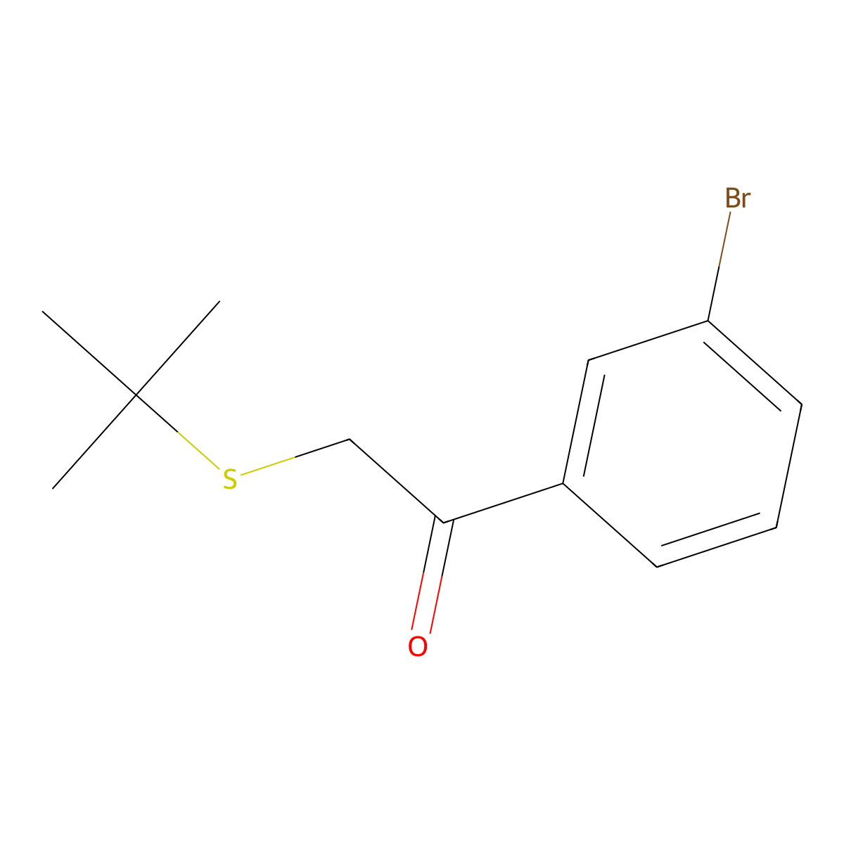 1-(3-Bromophenyl)-2-(tert-butylsulfanyl)ethan-1-one molecular structure, CAS 1152625-72-3