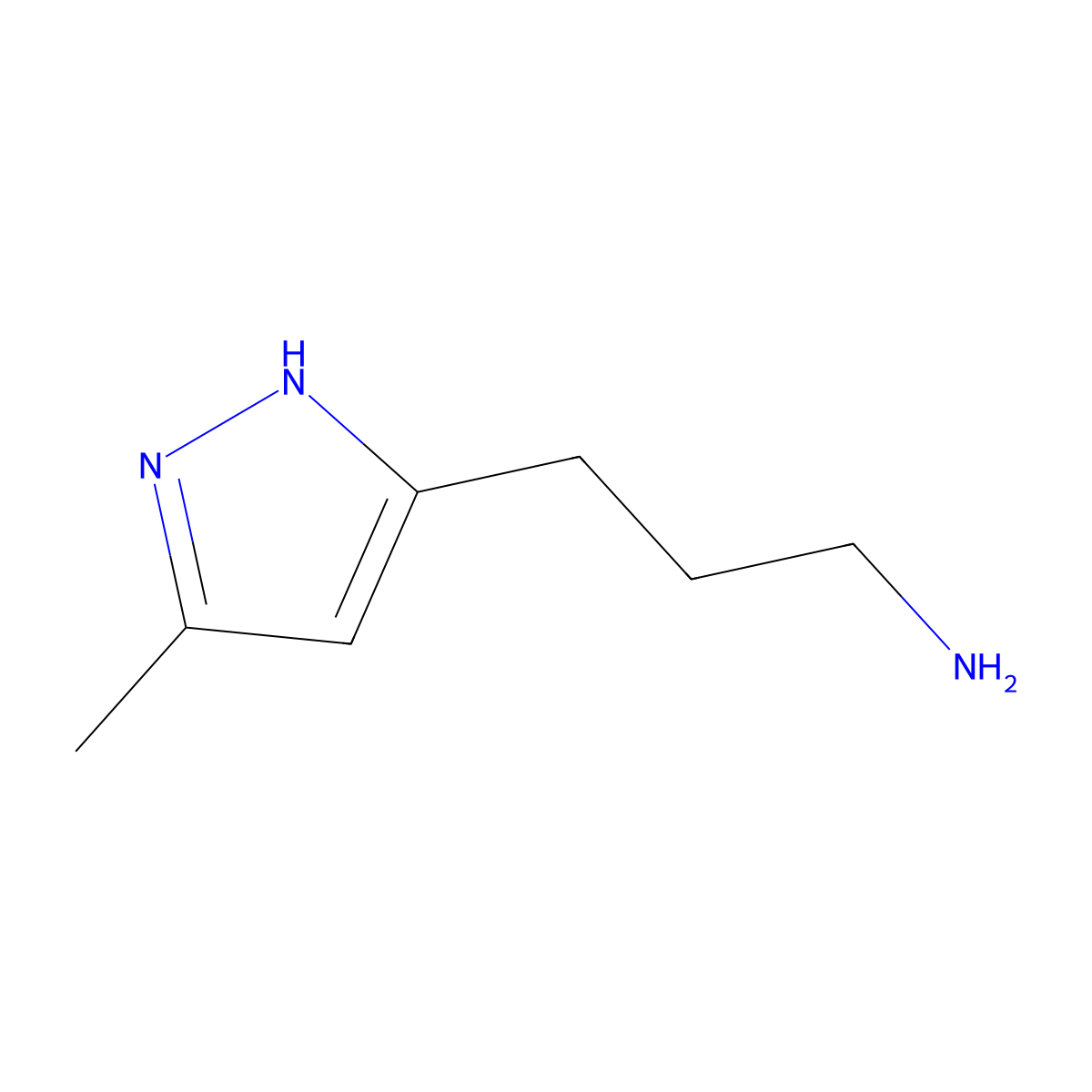 3-(3-methyl-1H-pyrazol-5-yl)propan-1-amine molecular structure, CAS 1152628-74-4