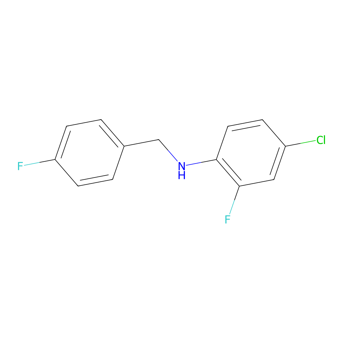 4-Chloro-2-fluoro-N-(4-fluorobenzyl)aniline molecular structure, CAS 1152635-08-9